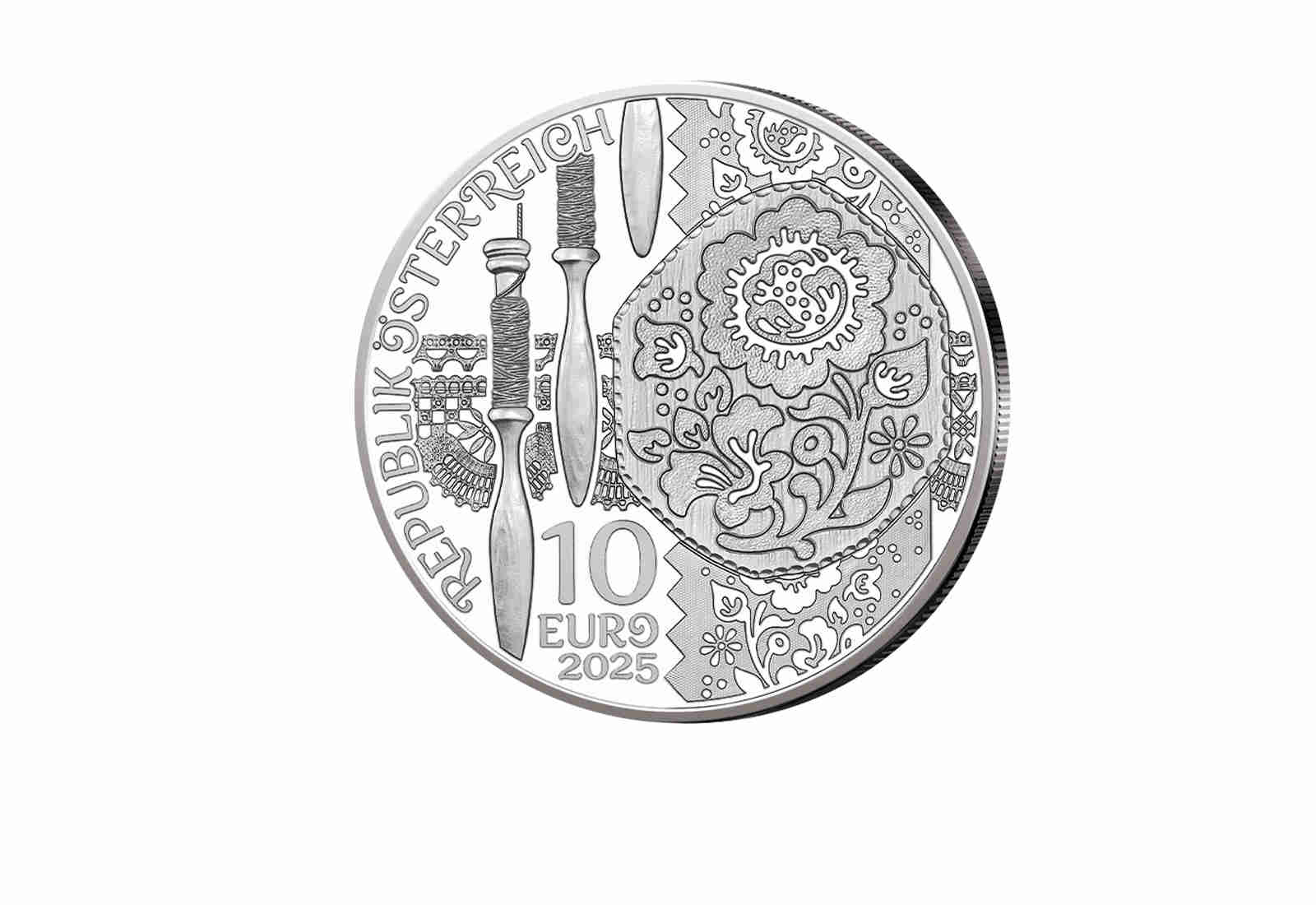 10 Euro Silbermünze 2025 Österreich Aufdirndln - Leinen hgh