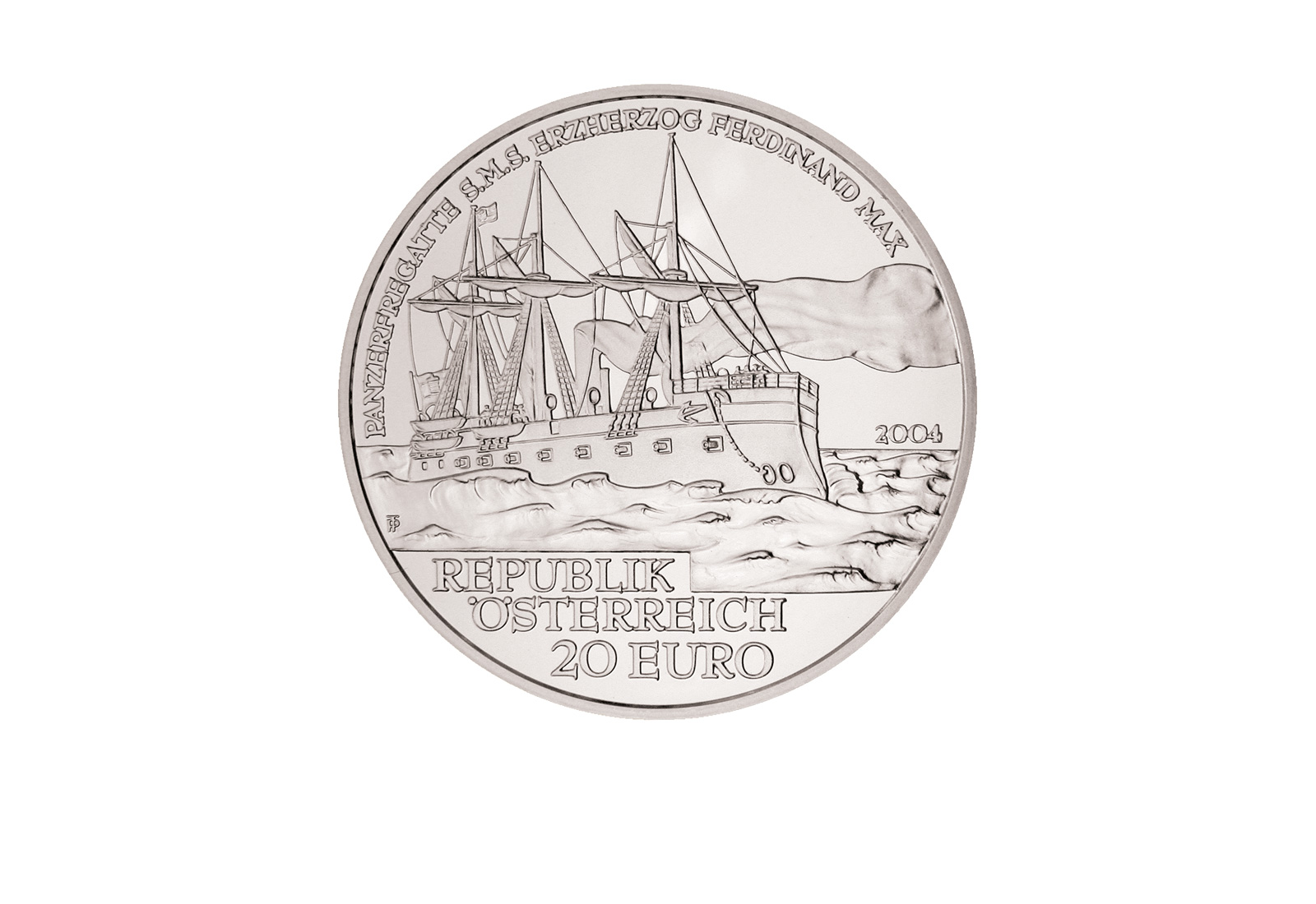 20 Euro Silbermünze 2004 Österreich SMS Erzherzog Ferdinand Max PP