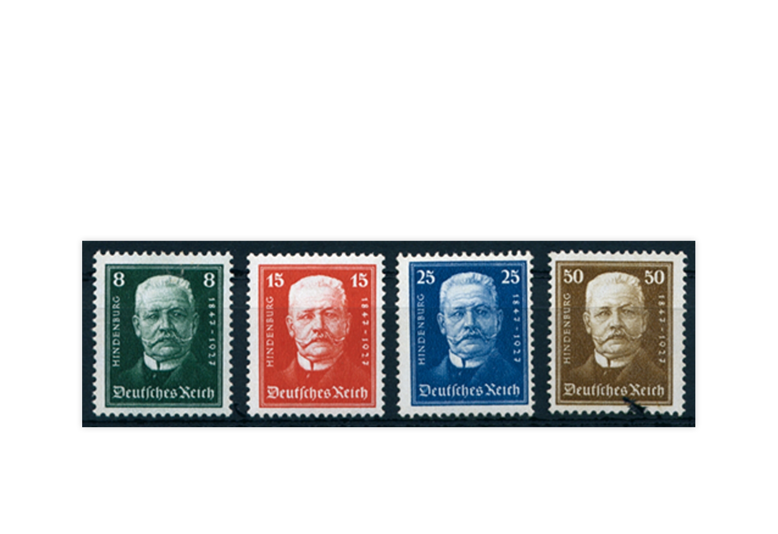 Briefmarken Deutsches Reich 80. Geburtstag Paul von Hindenburg 1927 Michel-Nr. 403/406 postfrisch
