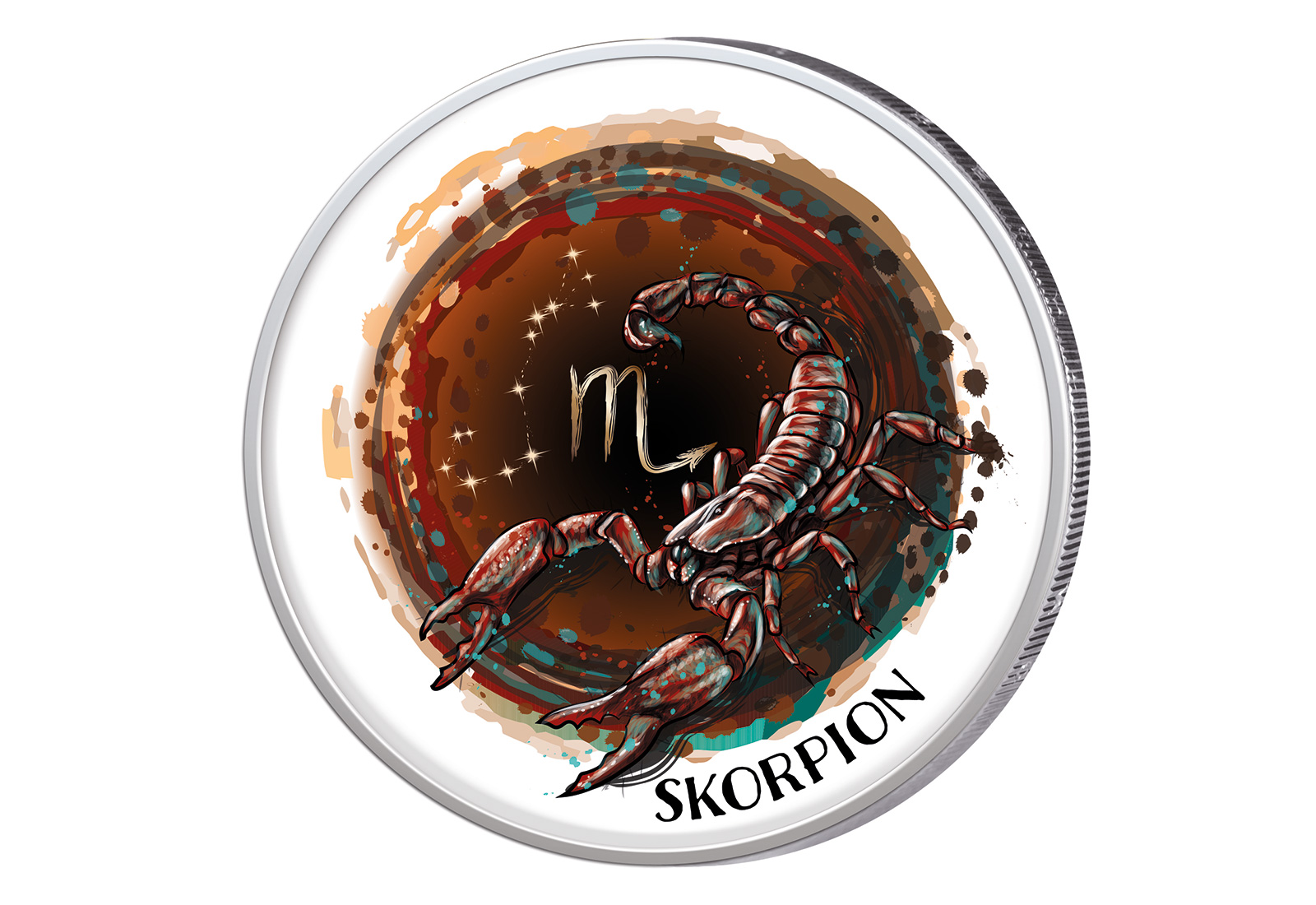 2 Euro mit Farbapplikation Sternzeichen Skorpion