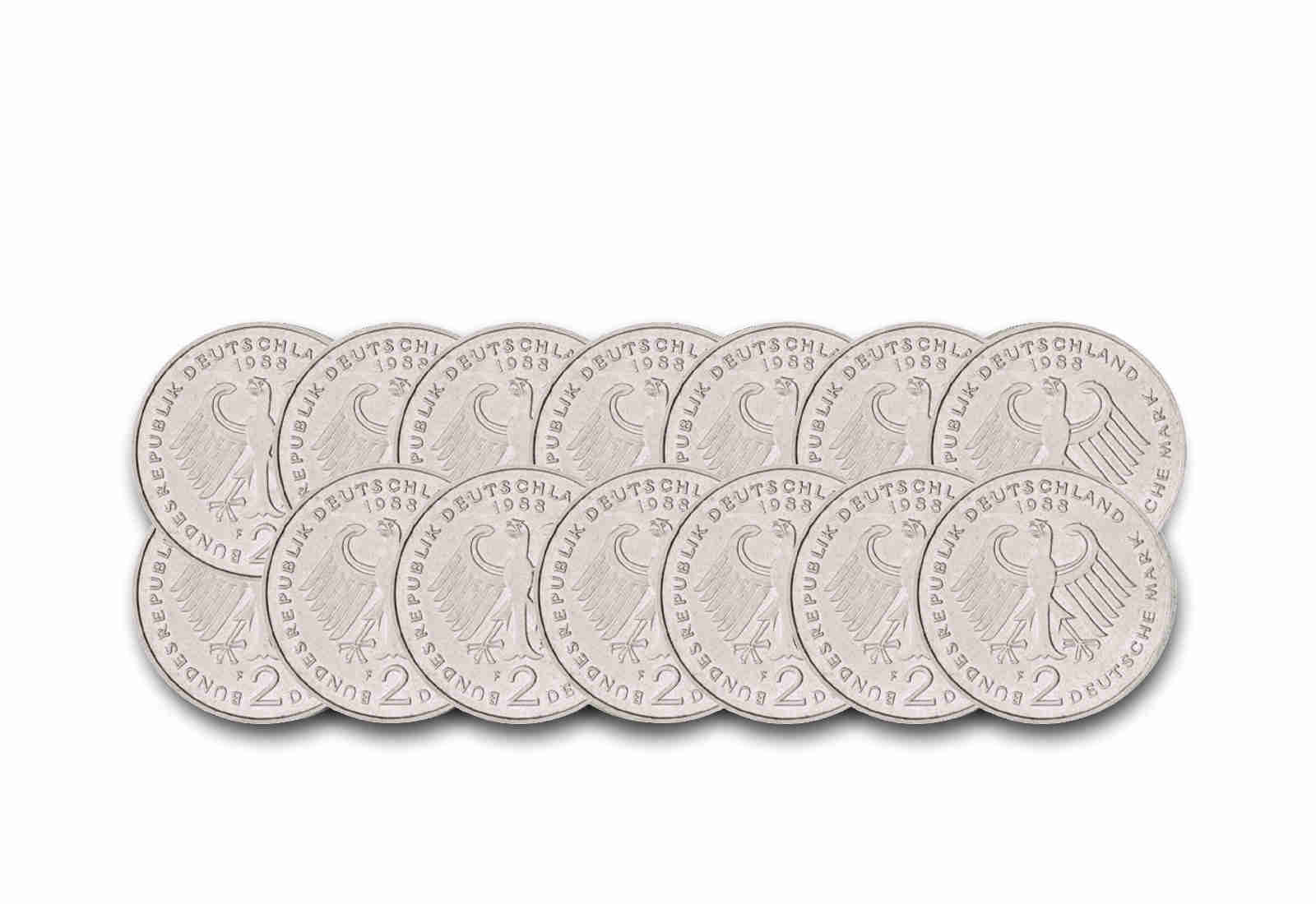2 DM 1988-2001 BRD Ludwig Erhard 67er Set Jaeger-Nr. 445