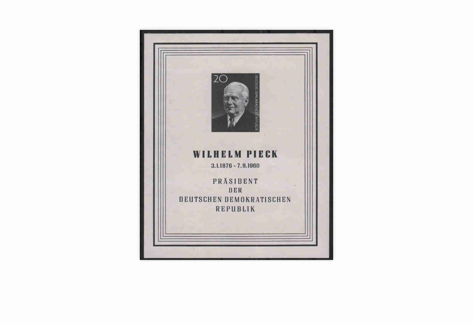 DDR Block 16 1960 Todestag Präsident W. Pieck postfrisch