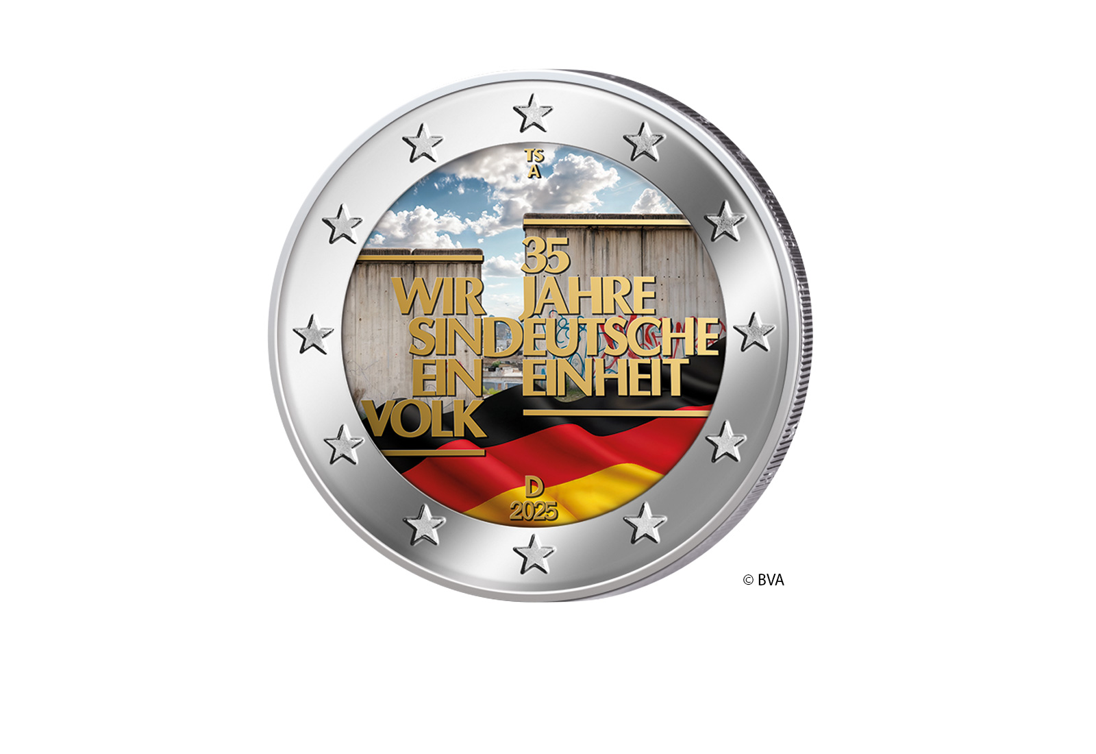 2 Euro 2025 Deutschland 35. Jahre Deutsche Einheit mit Farbapplikation