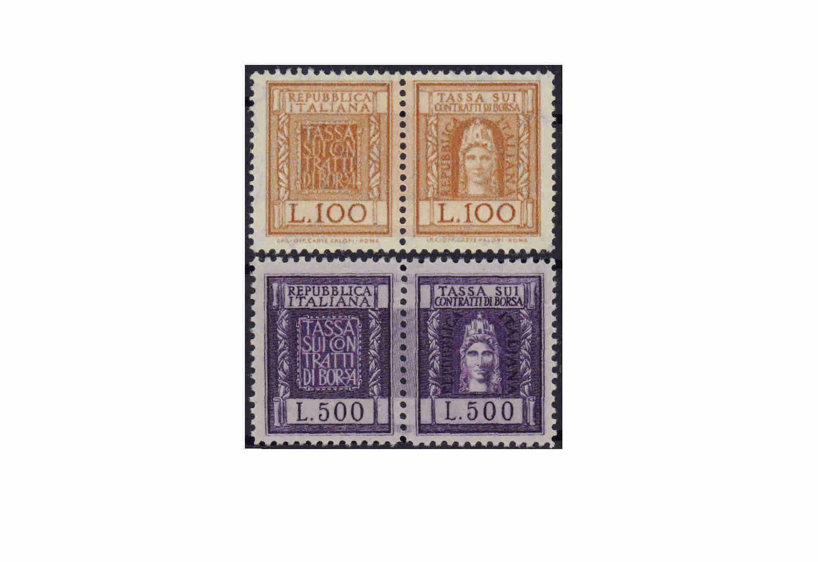 Briefmarken Italien Zusammendrucke Börsenmarken 1956 gestempelt