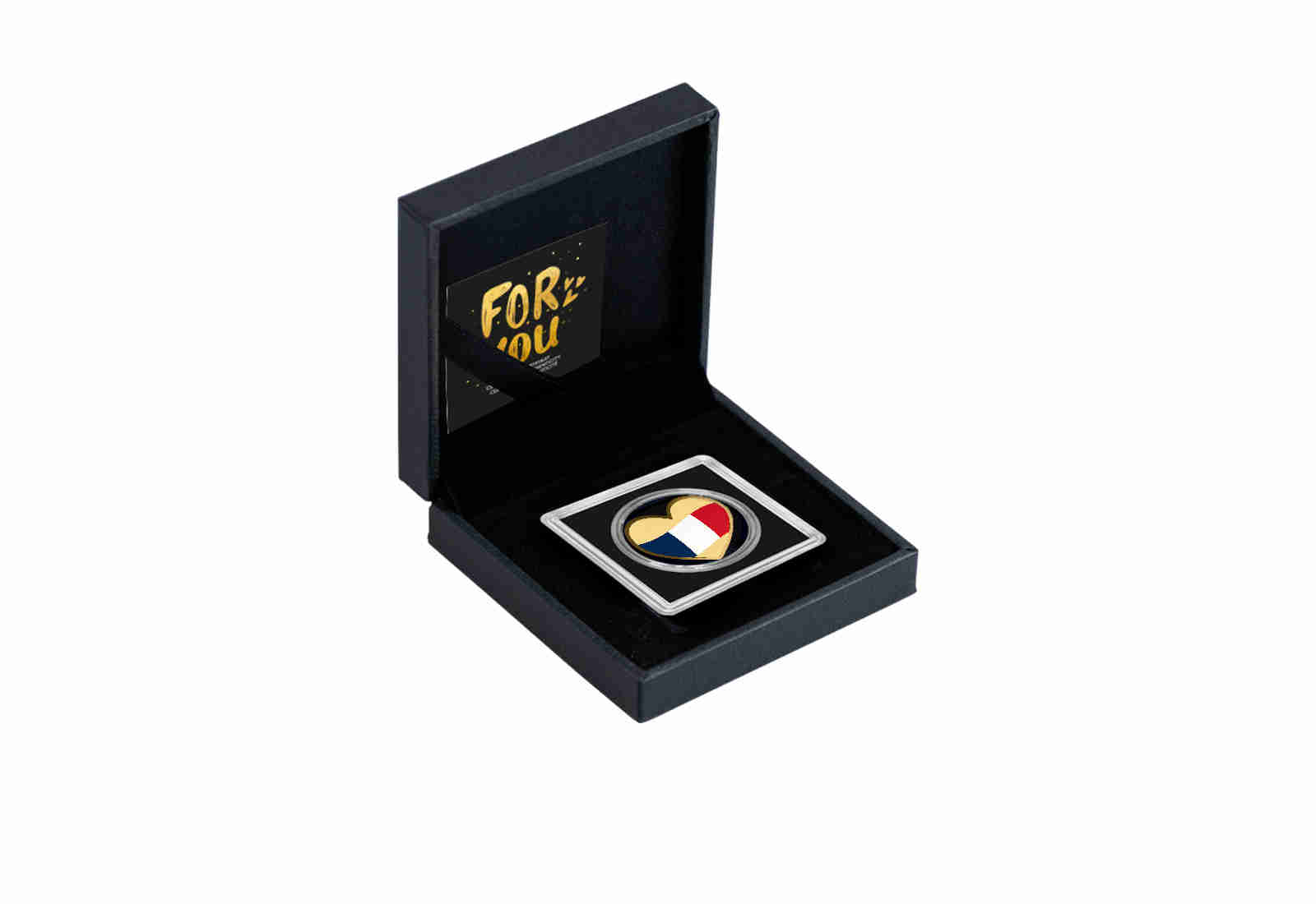Goldmünze Motiv "Ein Herz für Frankreich" 999/1000 Gold im Geschenketui