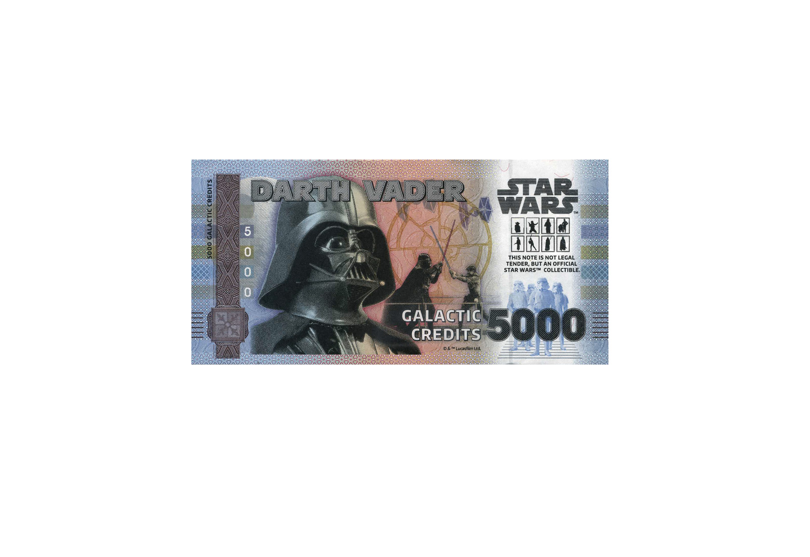 Souvenir 5.000 Galactic Credit Darth Vader in Klappkarte Star Wars Serie