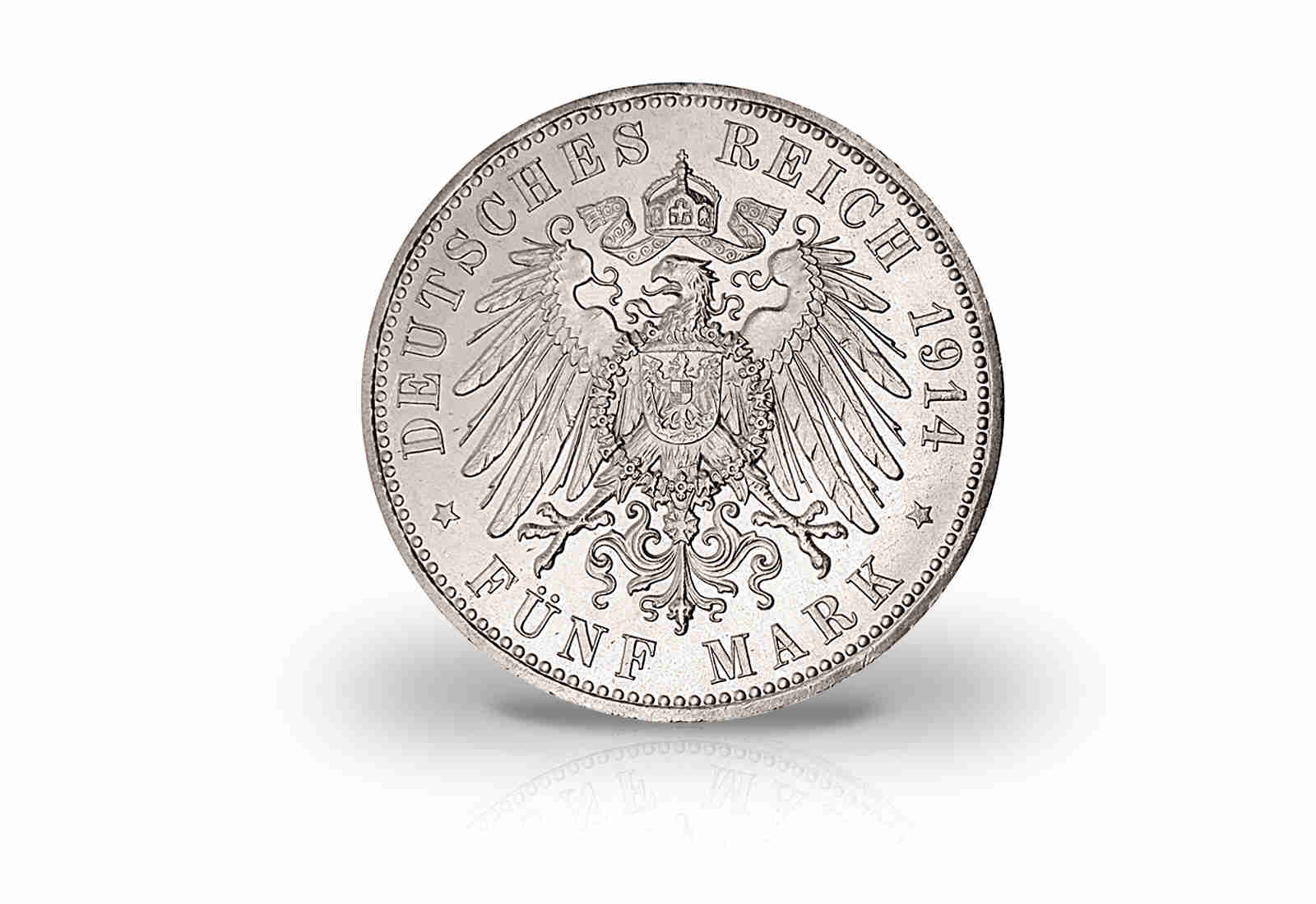 5 Mark 1913-1914 Deutsches Kaiserreich Preußen Kaiser Wilhelm II. Jaeger 114