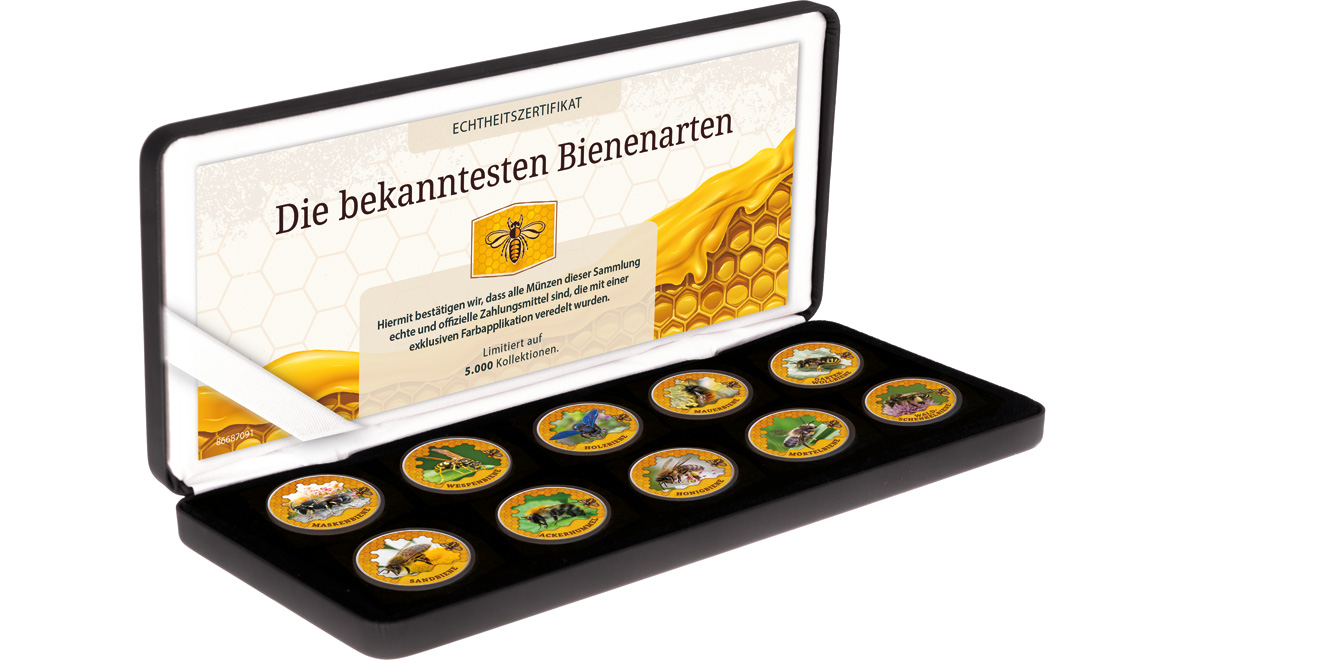 Die bekanntesten Bienenarten 10er Kollektion mit Farbm. im Etui inkl. Zertifikat