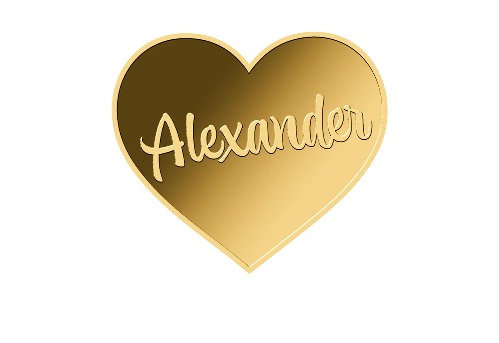 Goldmünze Motiv "Herz Alexander" 999/1000 Gold im Geschenketui