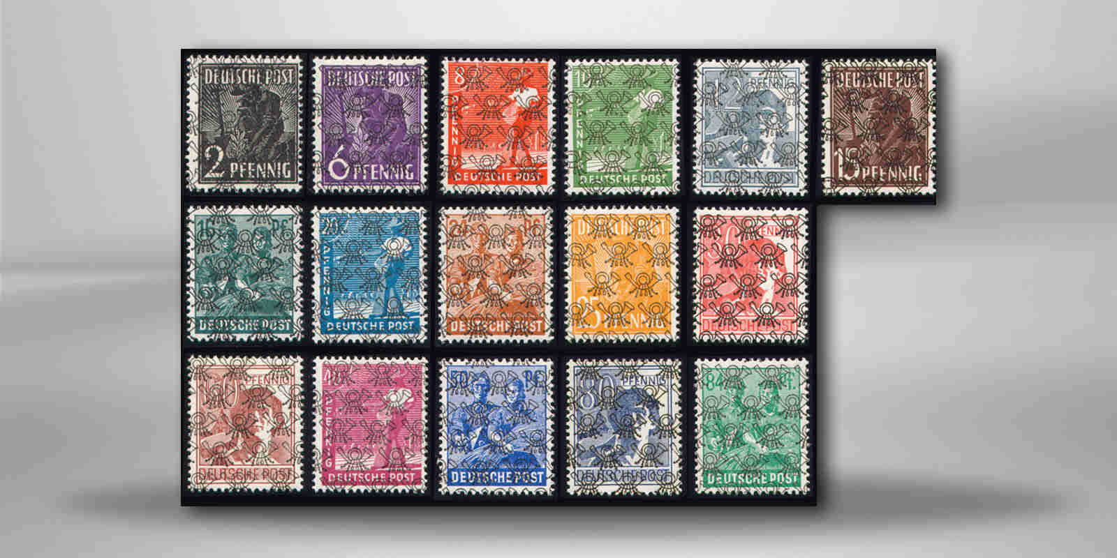Bizone Mi.Nr. 36/51 II postfrisch Netzaufdruck 16 Werte