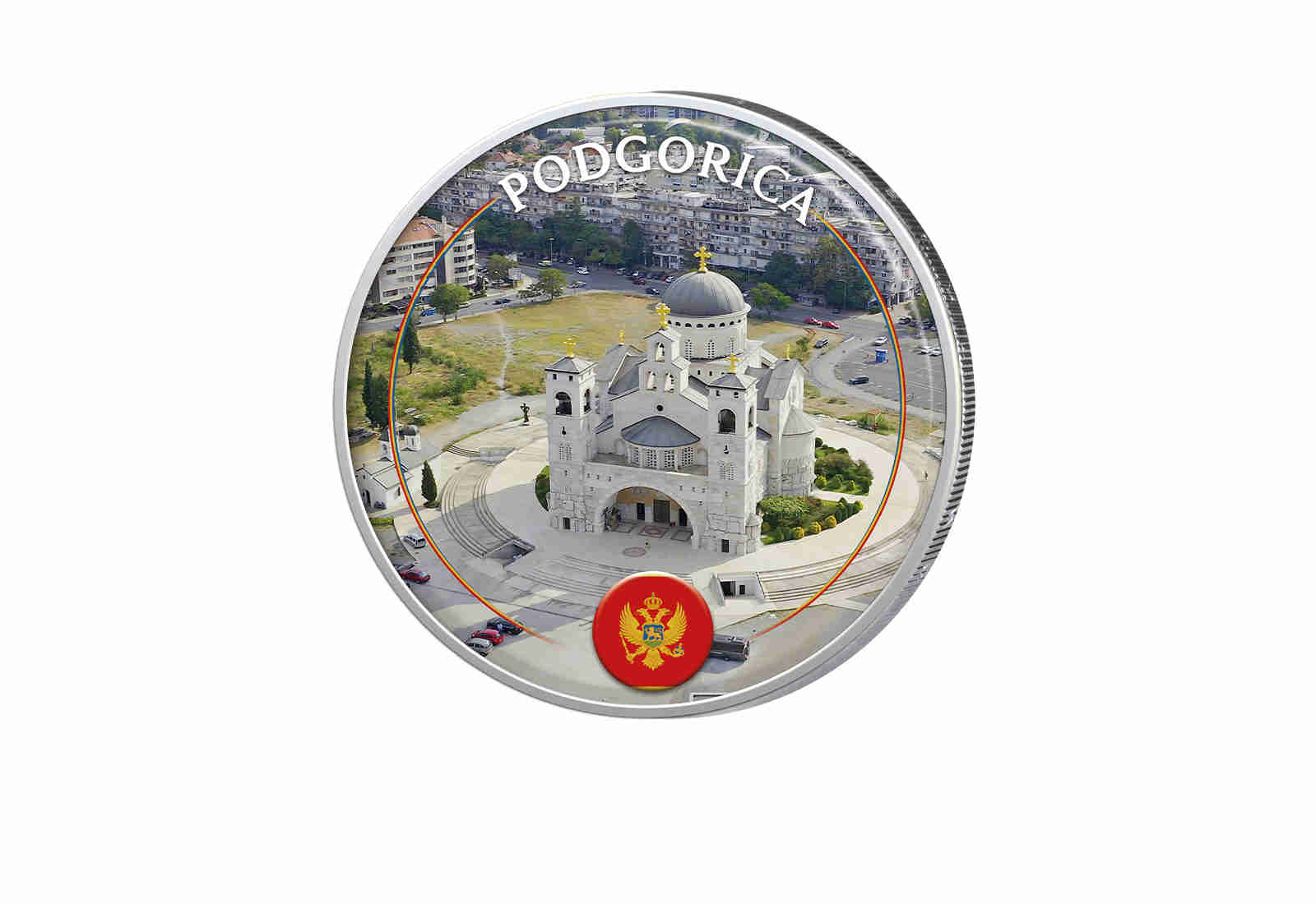 2 Euro mit Farbapplikation Podgorica - Montenegro