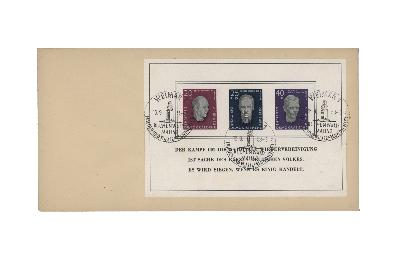 DDR Block 15 auf FDC Buchenwald-Block