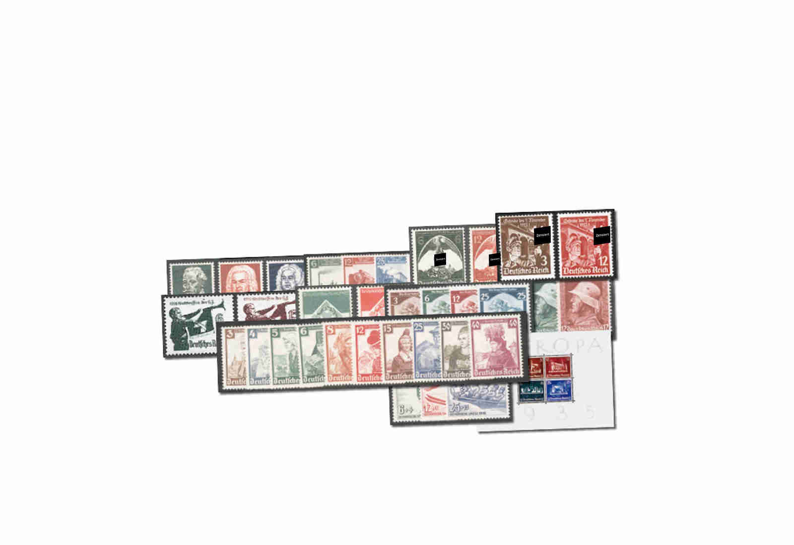 Deutsches Reich Mi.Nr. 565/602 Jahrgang 1935 gestempelt 34 Marken plus Block 3