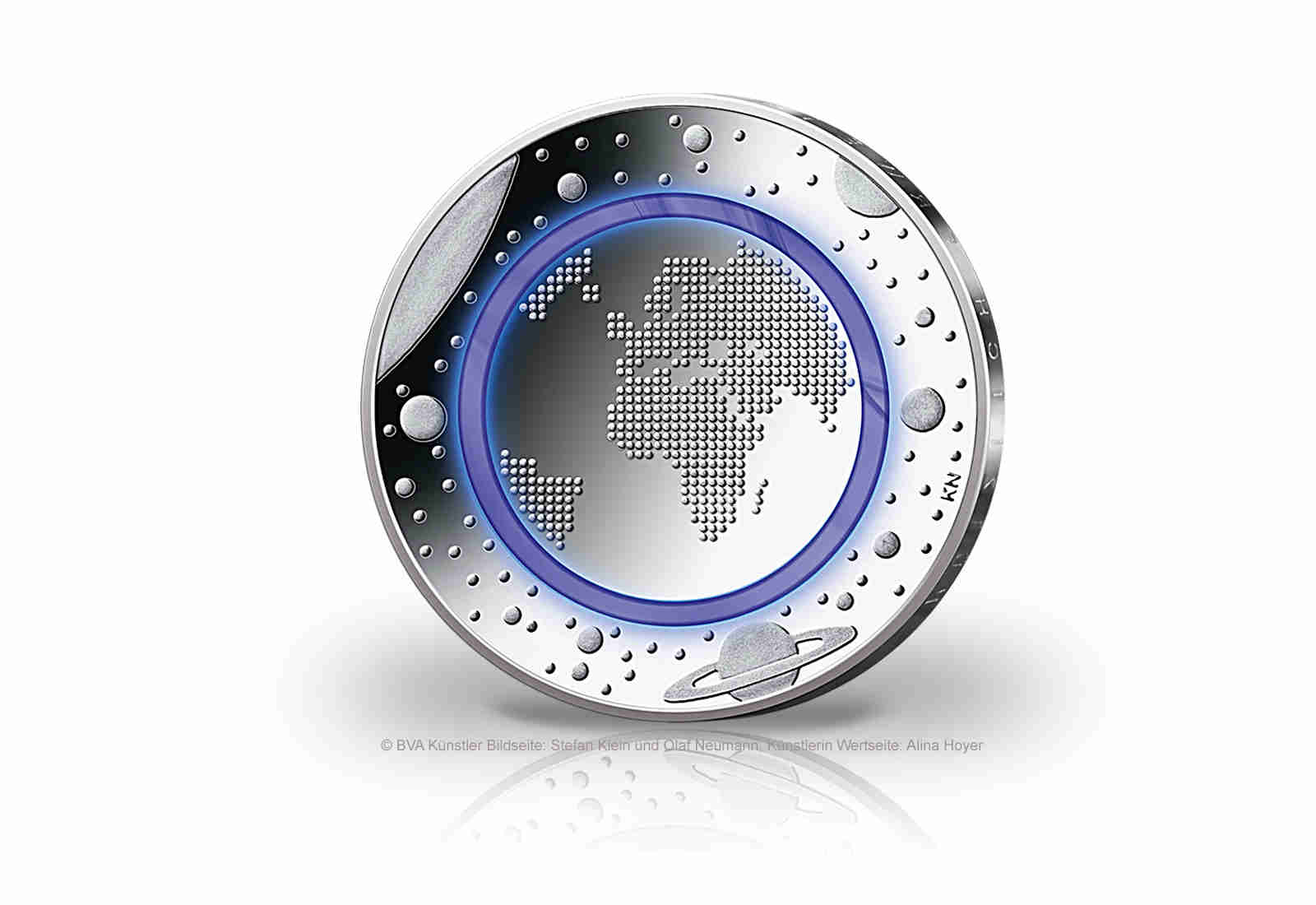 5 Euro 2016 Planet Erde Deutschland mit blauem Polymerring st Prägestätte G