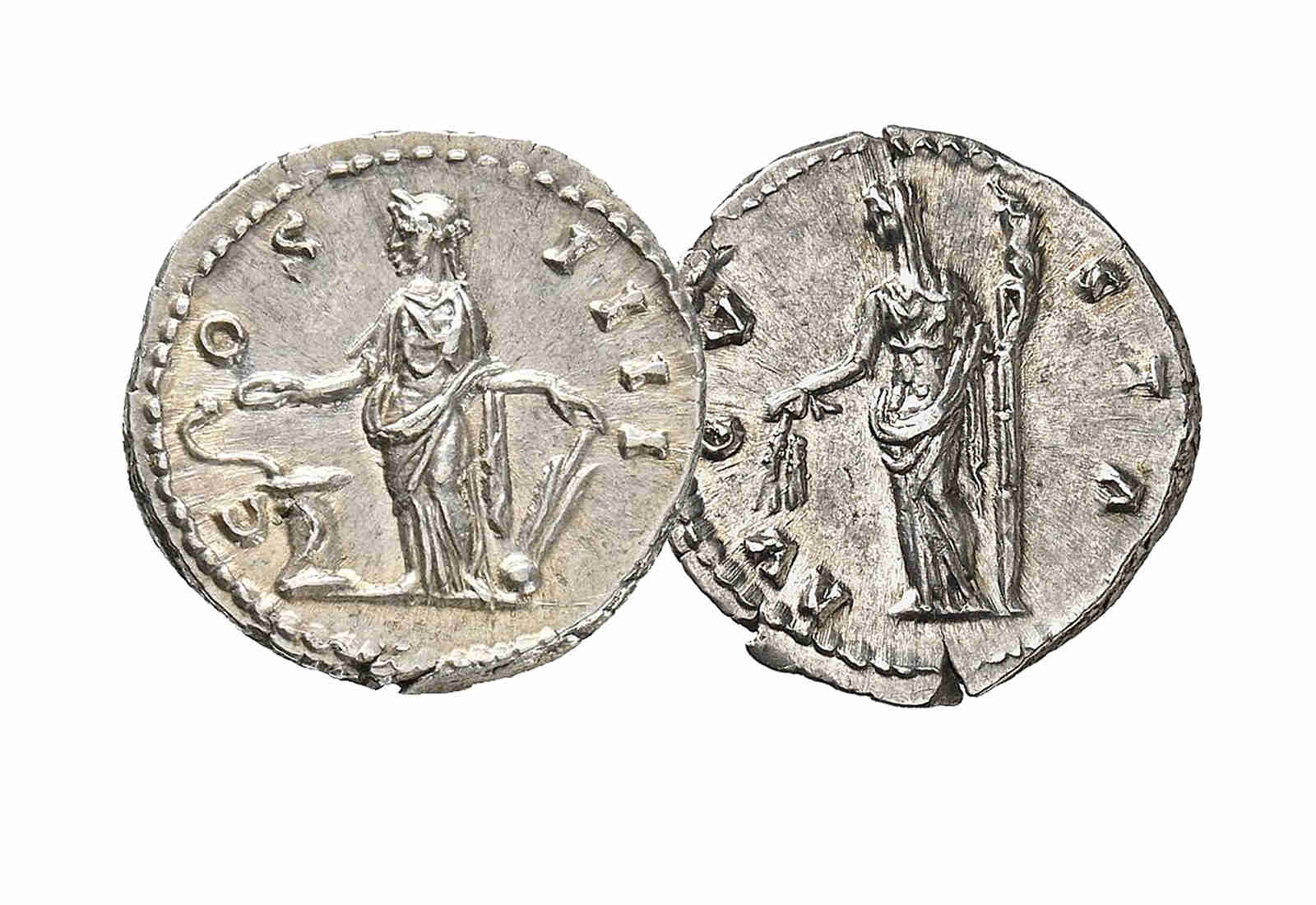 2er Set Silberdenar 138-161 n.Chr Antoninus Pius Faustina Maior im Etui mit Zertifikat