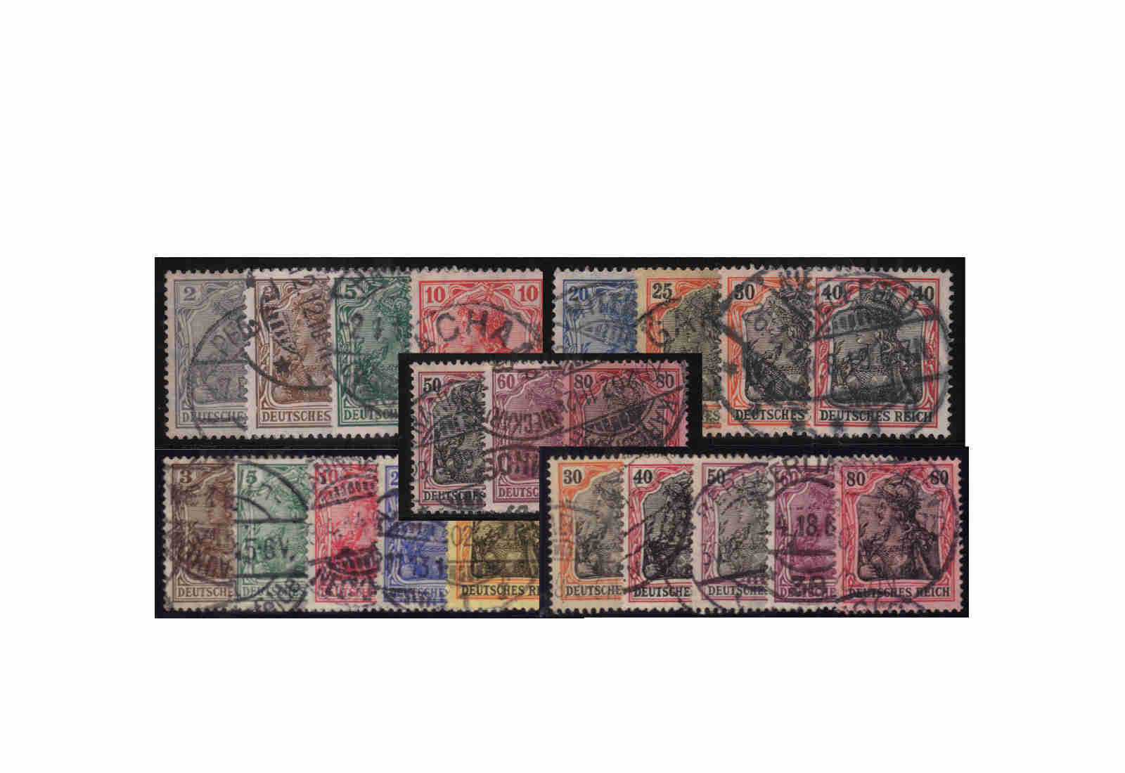 Deutsches Reich Germania 1905/1919 Michel-Nr. 83/93 gestempelt