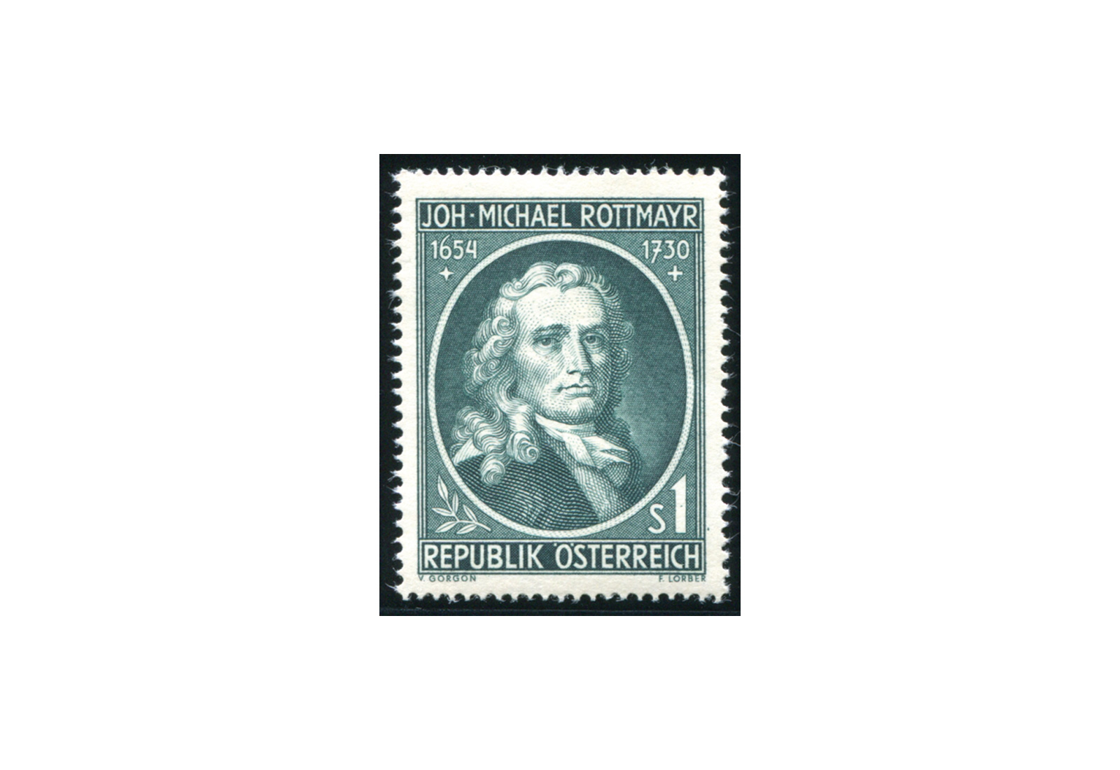 Österreich Einzelausgabe 1954 300. Geburtstag von Johann Michael Rottmayr Michel Nr. 1007 gestempelt