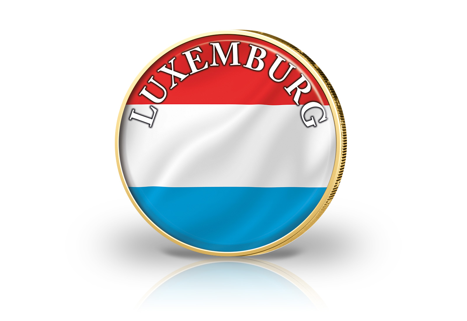 2 Euro vergoldet Luxemburg Flagge mit Farbmotiv