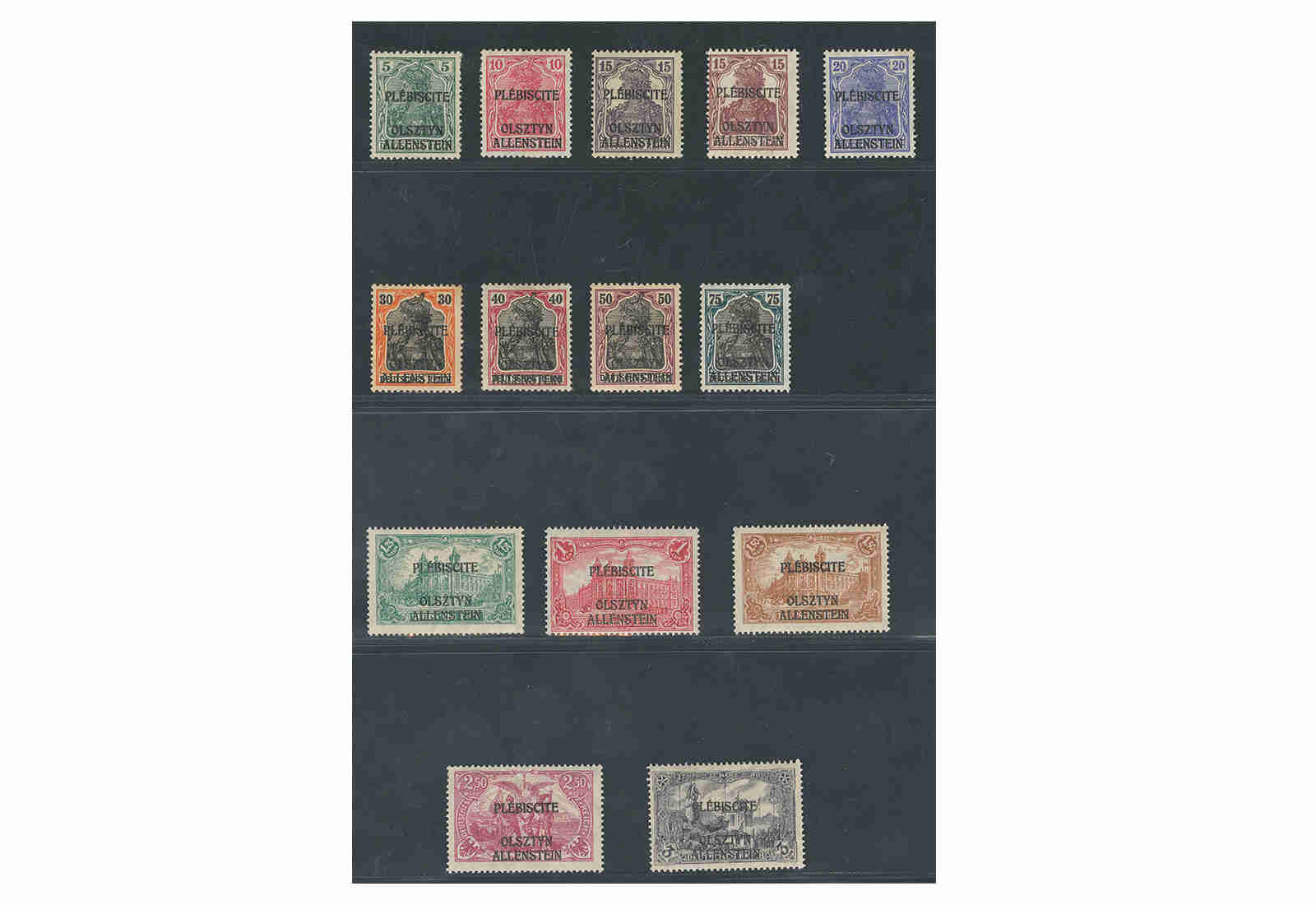 Briefmarken Allenstein Dt.Besetzung-1.Weltkrieg MiNr. 1/14 gest.