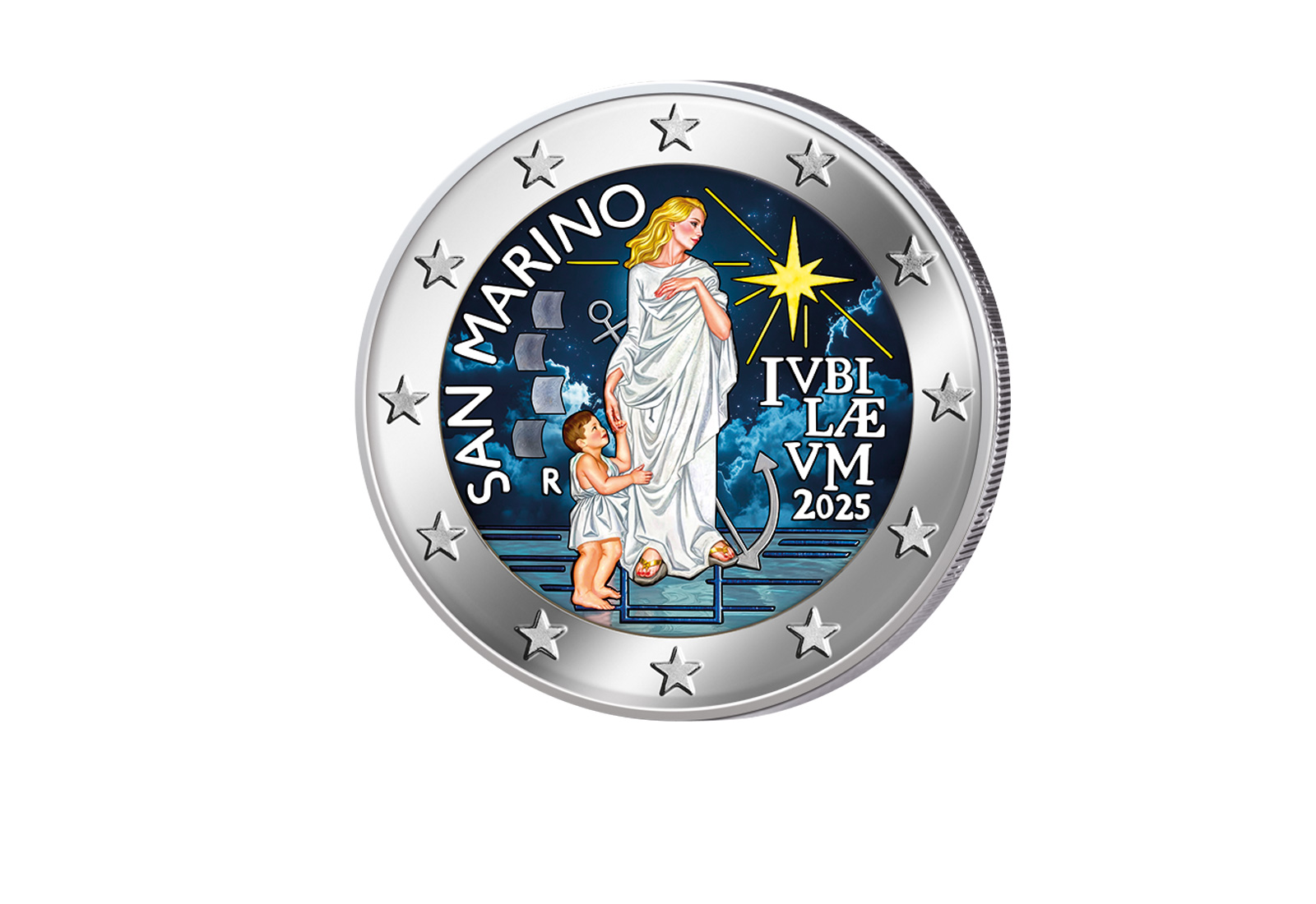 2 Euro 2025 San Marino Pilger der Hoffnung mit Farbmotiv