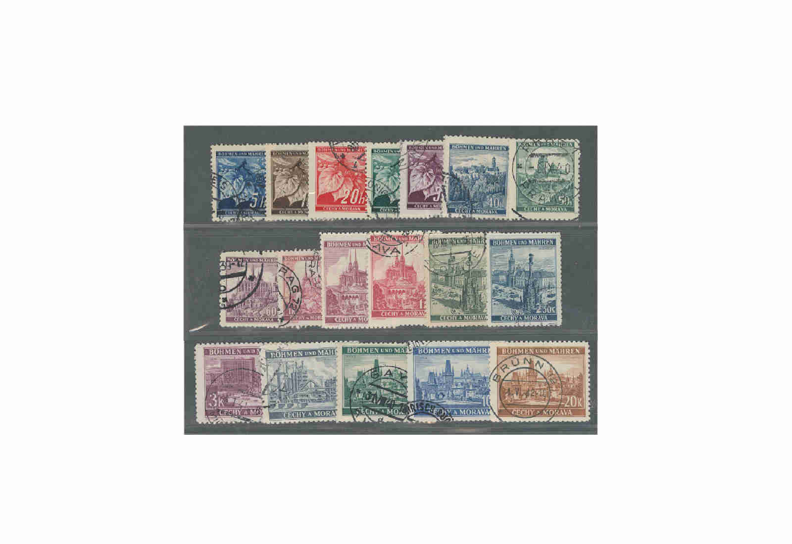 Briefmarken Böhmen und Mähren Michel Nr. 20 - 37 gestempelt