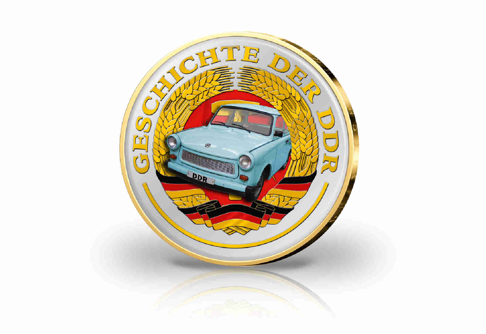 5 Ost-Mark mit Farbapplikation Der Trabant DDR Ostalgie Serie