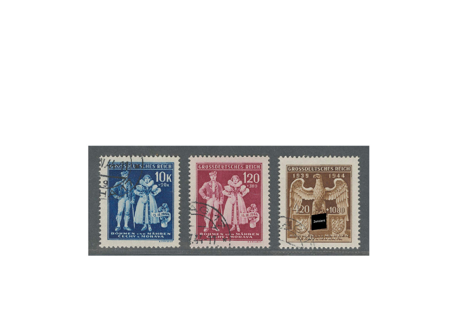 Briefmarken Böhmen und Mähren Errichtung Protektorat Michel-Nr. 133 bis 135 gestempelt