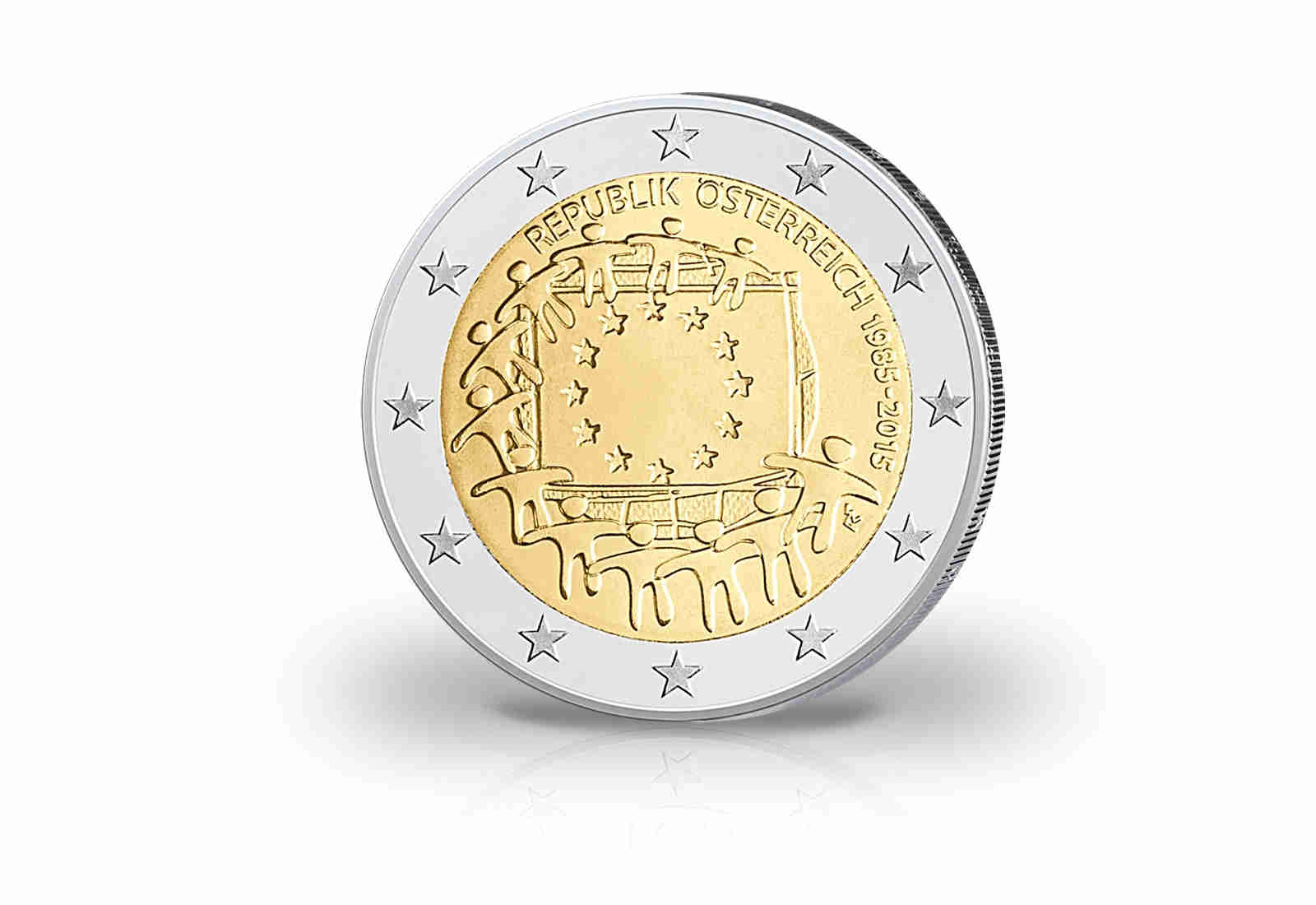 2 Euro 2015 Österreich 30 Jahre Europaflagge