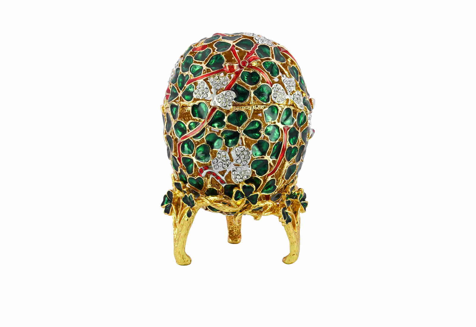 Replikat Fabergé-Ei Motiv Kleeblatt Farbig