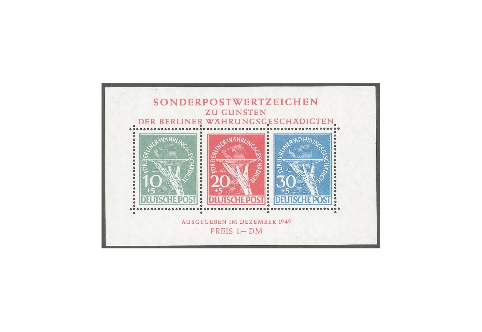 Berlin Block 1 postfrisch Währungsgeschädigten-Block 1949