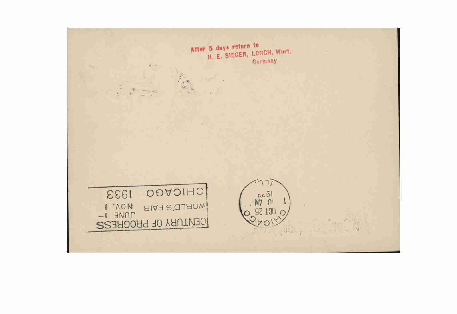 Briefmarke LZ 127 Graf Zeppelin Chicagofahrt 1933 auf Karte Mi-Nr. 469