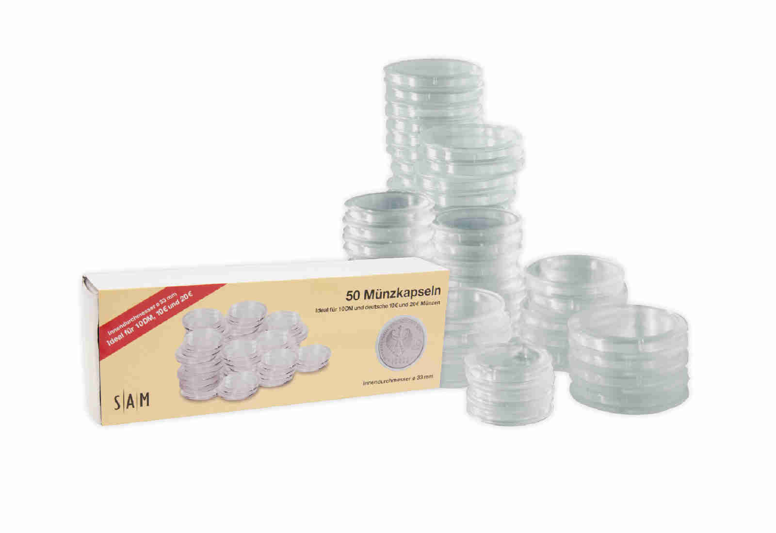 [33mm] SAM 50 Münzkapseln für 10 und 20 Euro BRD