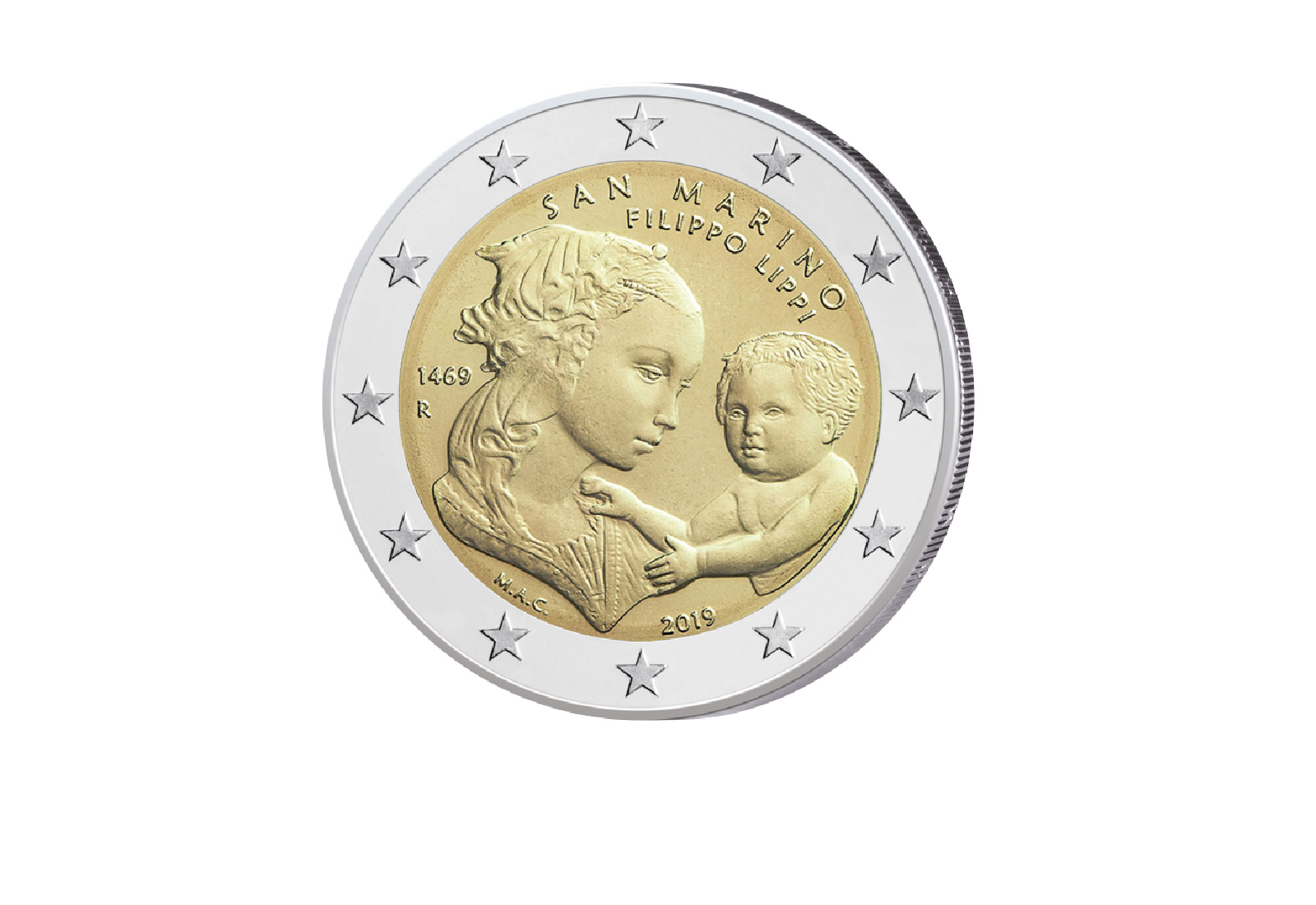 2 Euro 2019 San Marino 550. Todestag Filippo Lippi st im Blister