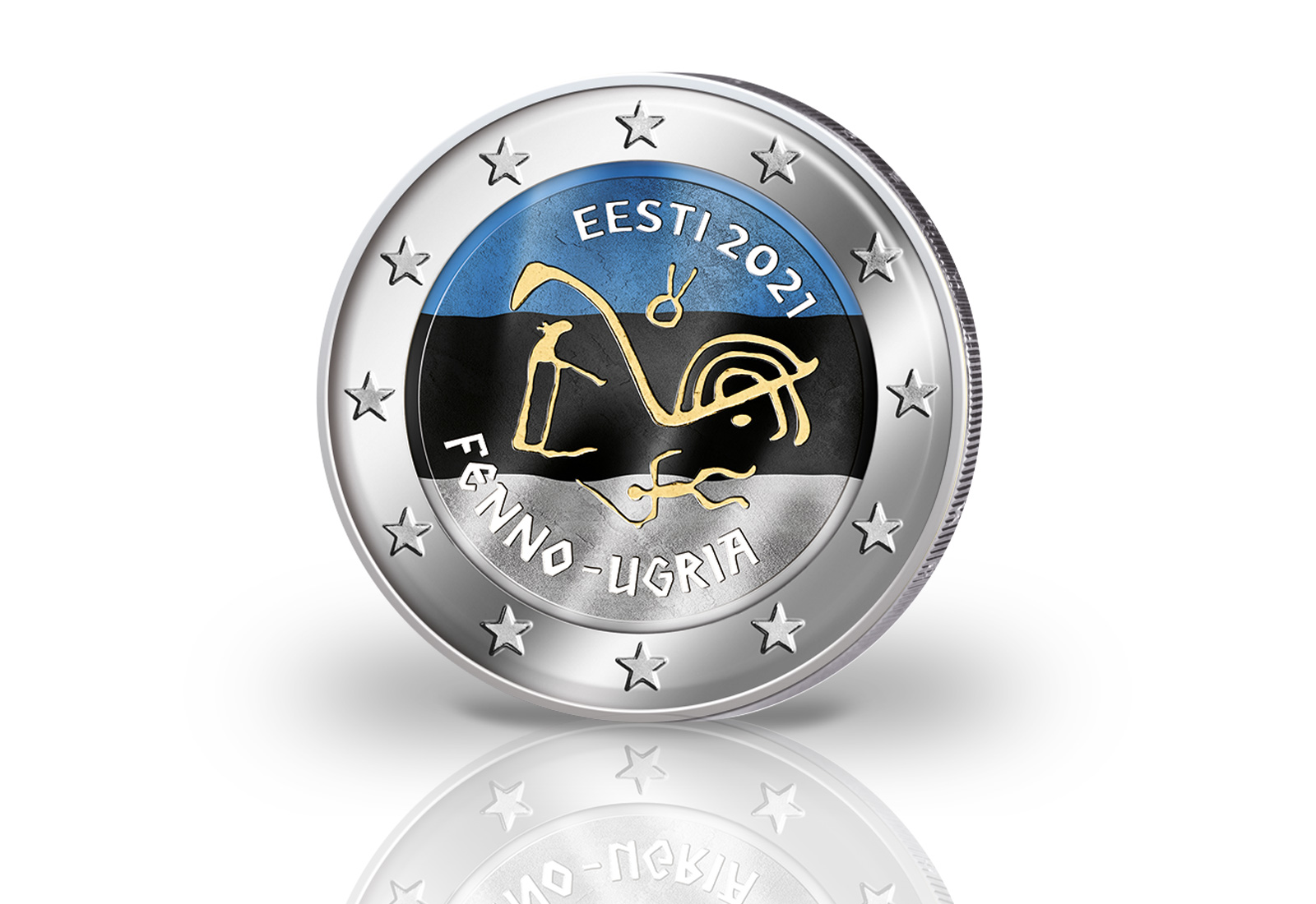 2 Euro 2021 Estland Finno-ugrische Völker mit Farbmotiv