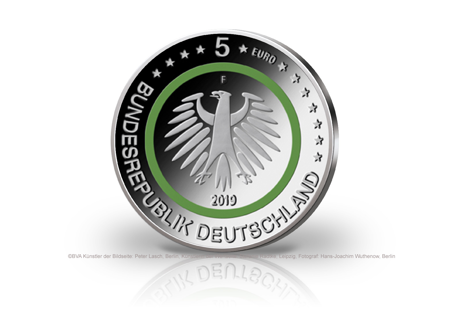 5 Euro 2019 Deutschland Gemässigte Zone mit Polymerring st Prägestätte F