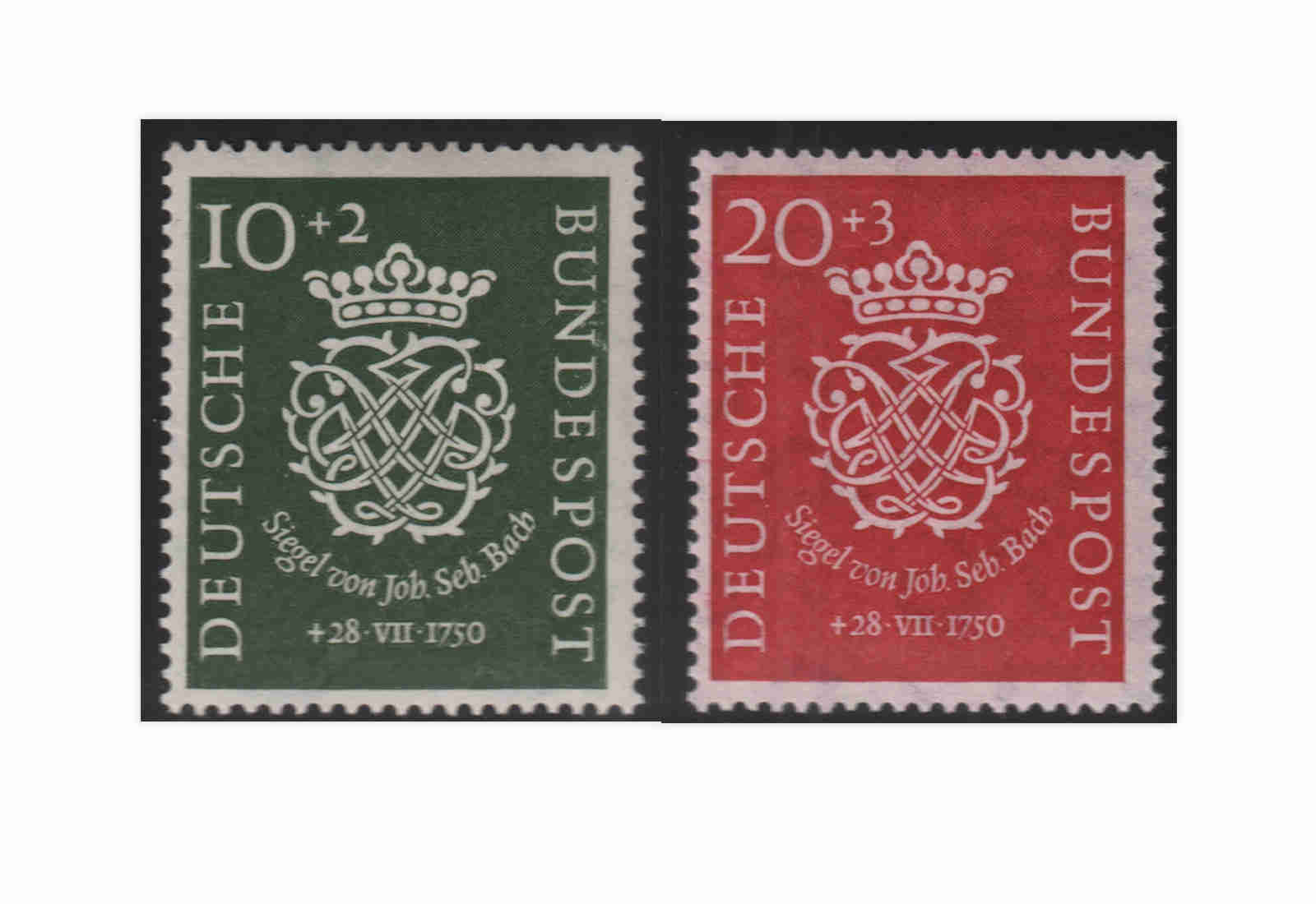Briefmarken BRD Bachsiegel 1950 Michel-Nr. 121-122 postfrisch