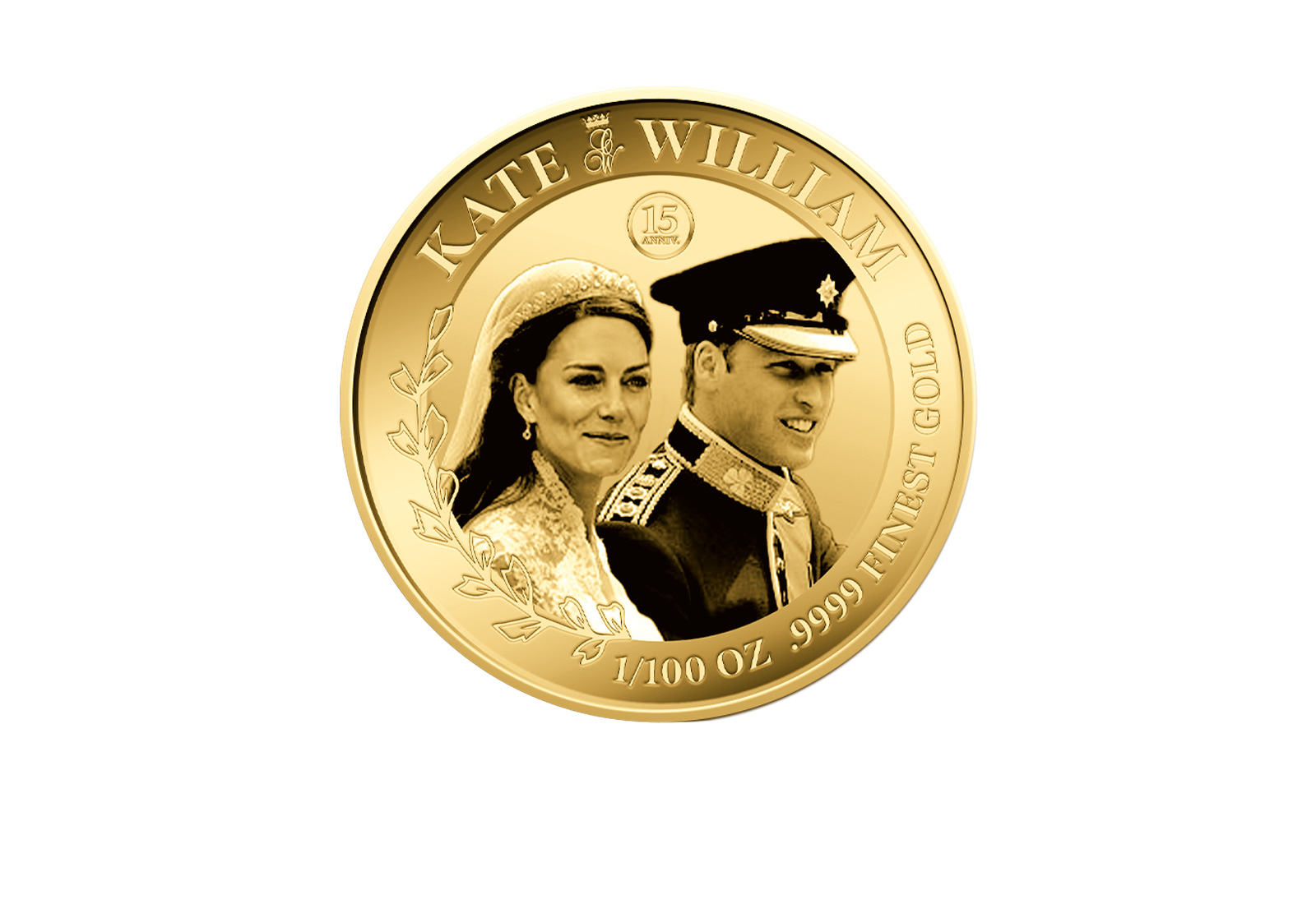 Goldmünze 15. Hochzeitstag von Kate und William