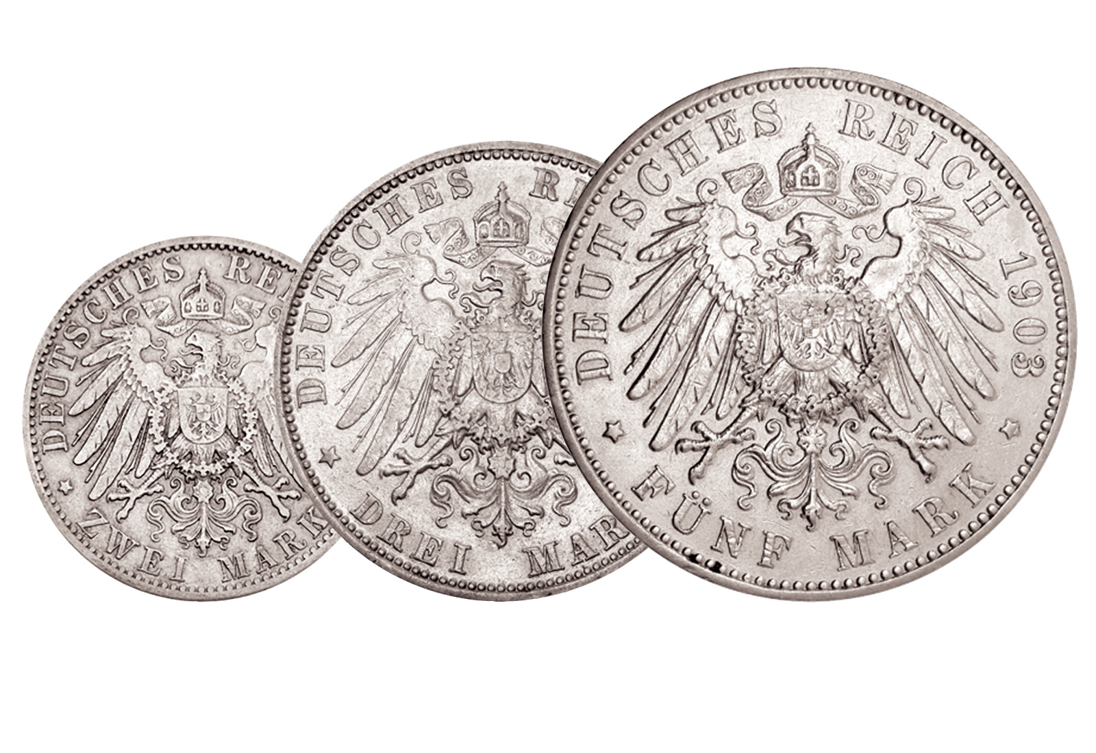 Kaiserreich Sparset Bayern - 2, 3 & 5 Mark König Otto J. 45, 46, 47  im Etui