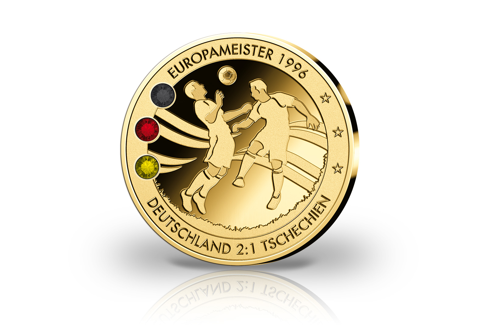 Gigantenprägung Deutschland Fußball Europameister 1996 mit 24 Karat Goldauflage