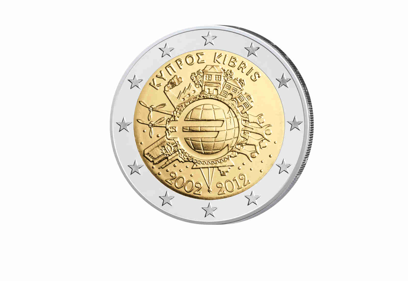 2 Euro 2012 Zypern Gemeinschaftsausgabe 10 Jahre Bargeld bfr