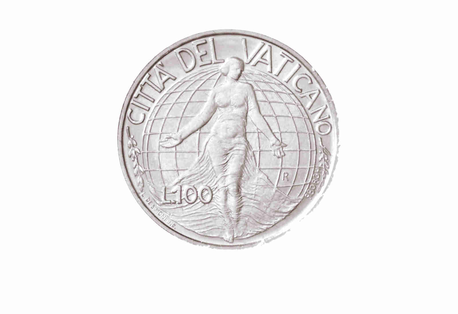 100 Lire 1998 Vatikan Papst Johannes Paul II. Frau vor Globus