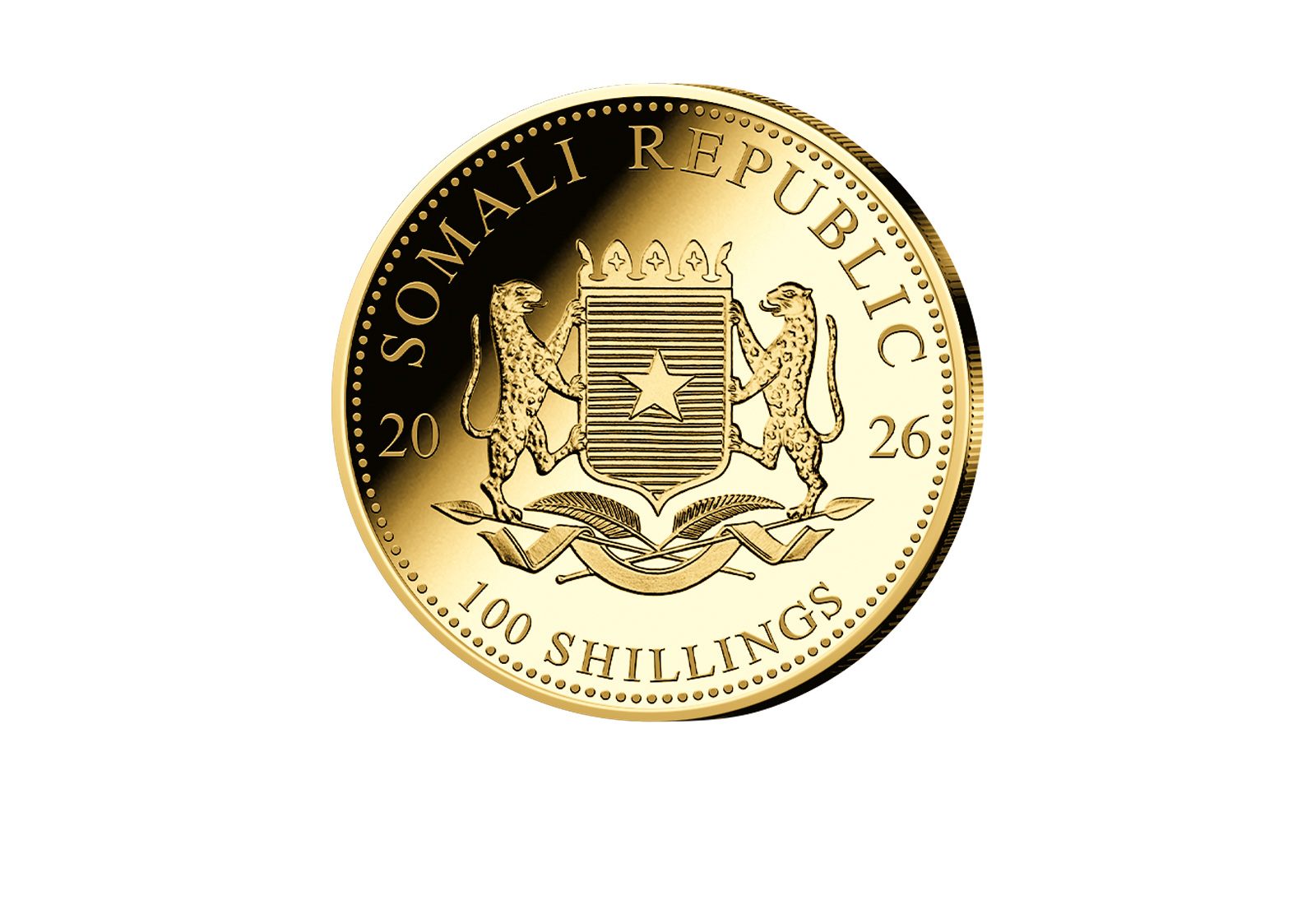 African Wildlife Serie 1/10 oz Gold 2026 Somalia Elefant