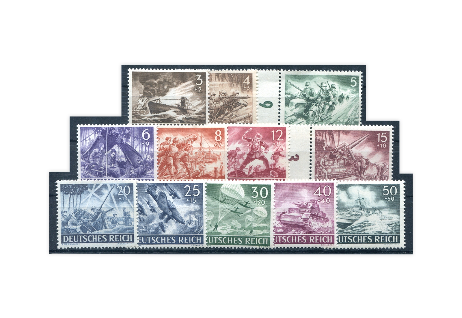 Briefmarken Deutsches Reich Wehrmacht 1943 Michel-Nr. 831/42 postfrisch