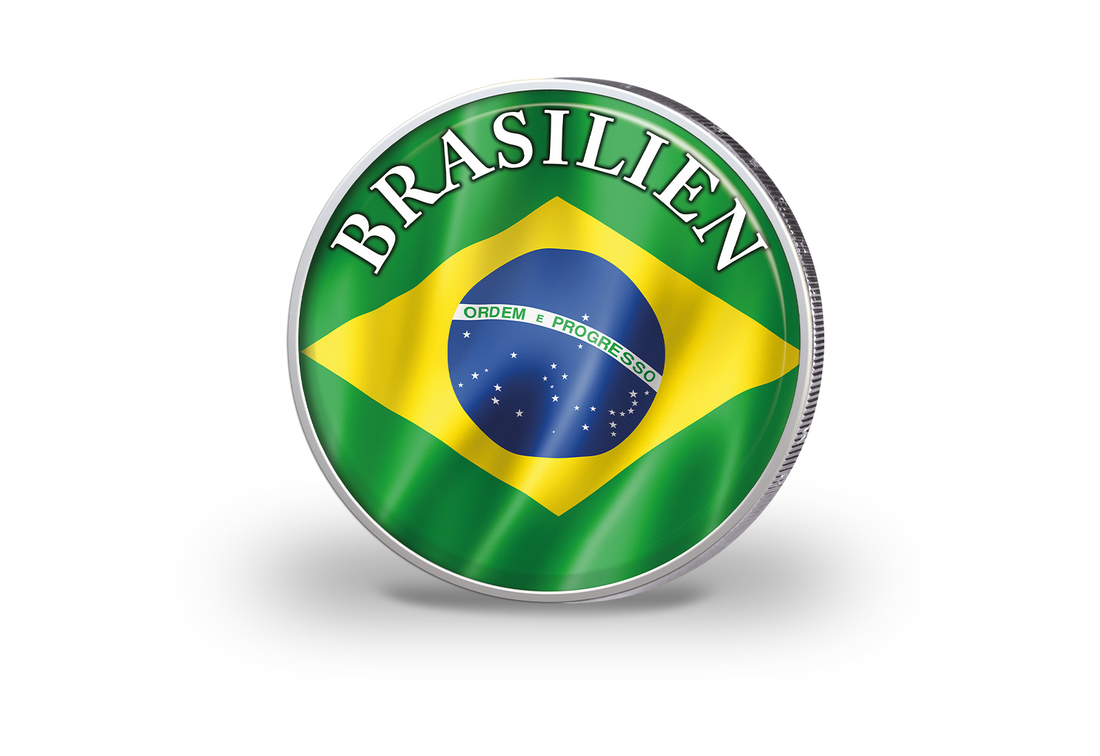 2 Euro vergoldet Brasilien Flagge mit Farbapplikation