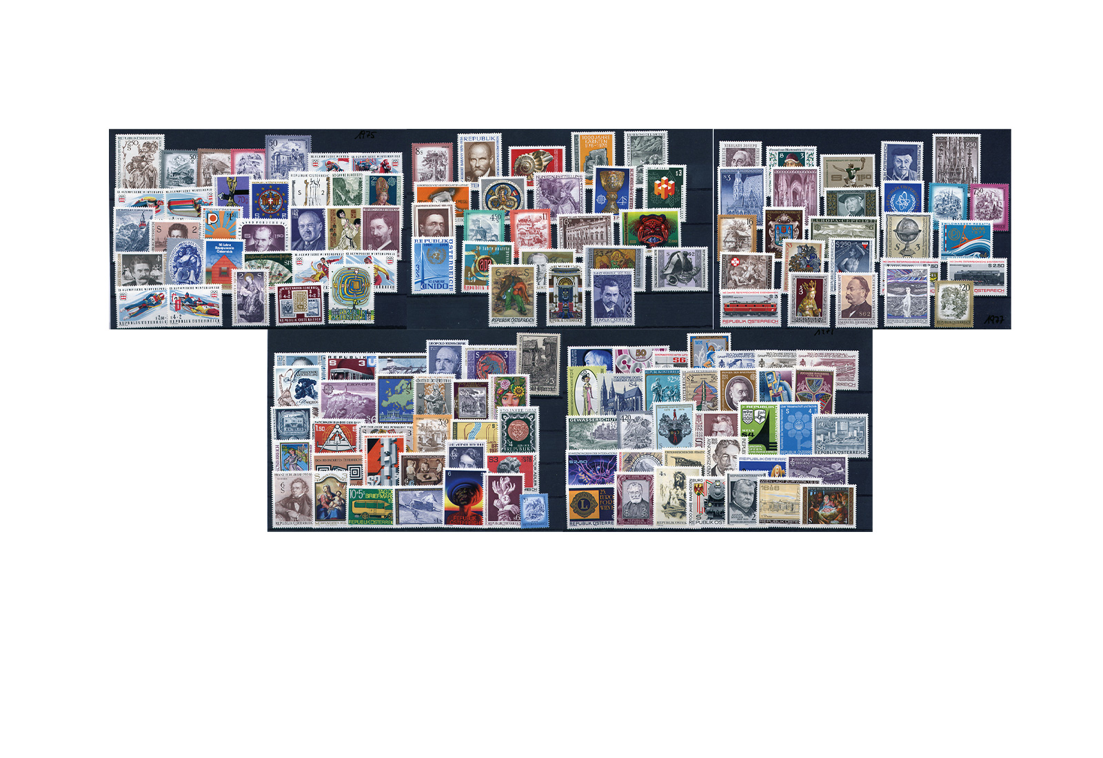 Österreich Jahrgänge 1970 bis 1979 Sparpaket komplett Michel Nr. 1320 bis 1630 gestempelt