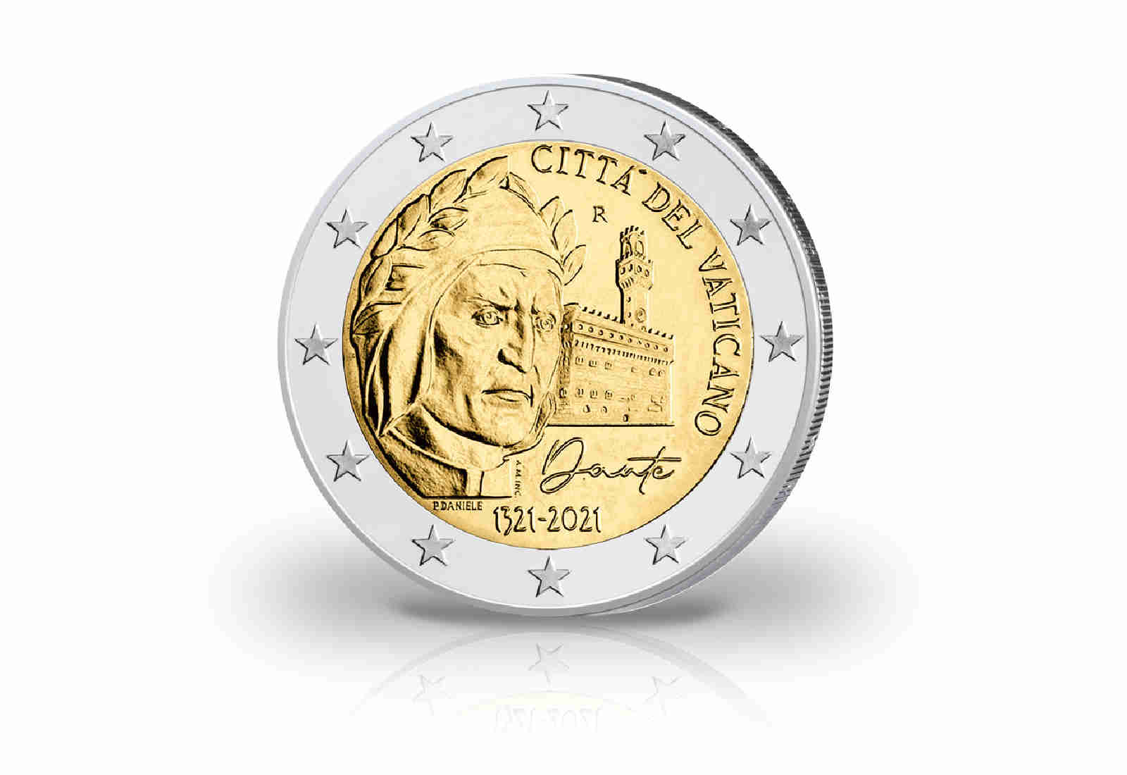 2 Euro 2021 Vatikan 700. Todestag von Dante Alighieri st im Blister