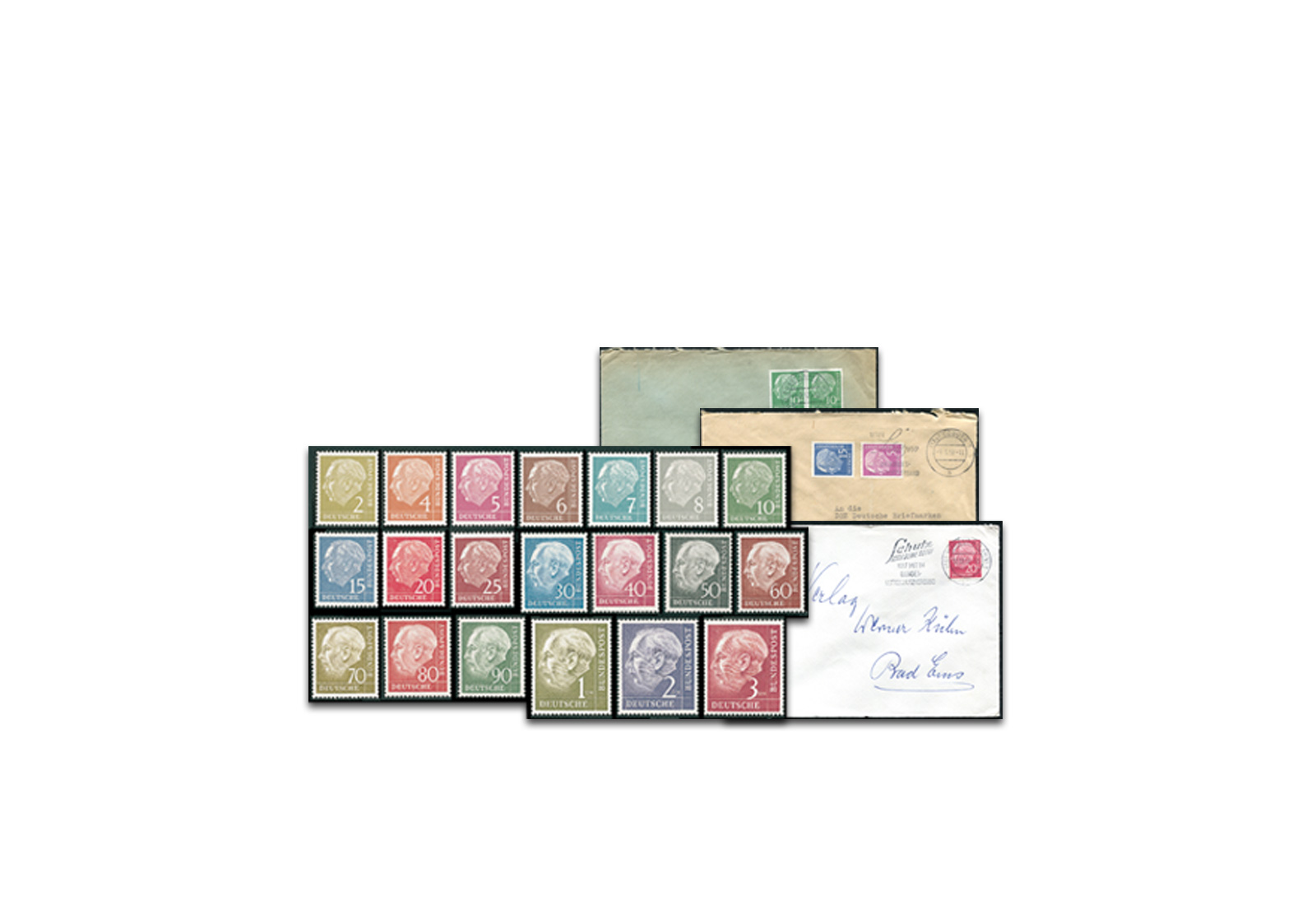 BRD Heuss Marken + Briefe Set