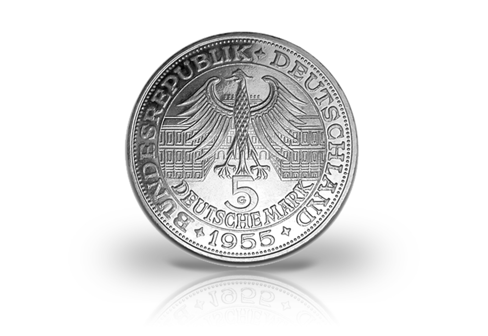 5 DM Silbermünze 1955 BRD Markgraf von Baden PP Jaeger-Nr. 390