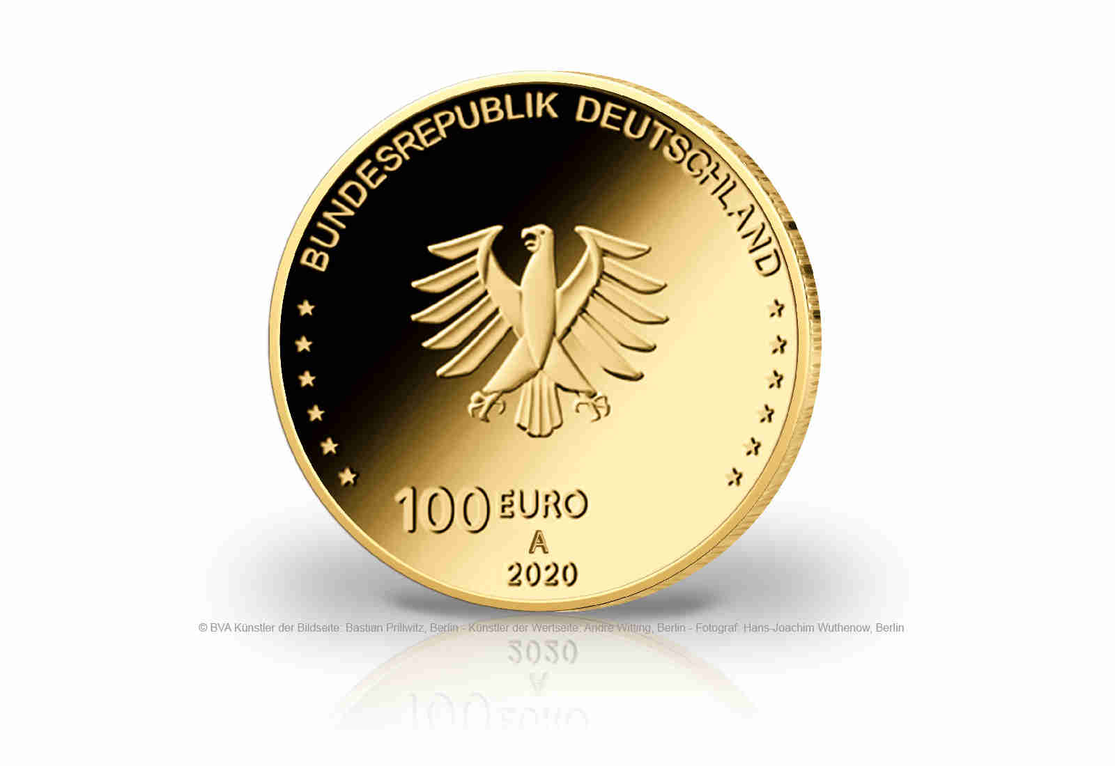 100 Euro Goldmünze 2020 Deutschland Säulen der Demokratie Einigkeit Prägestätte A