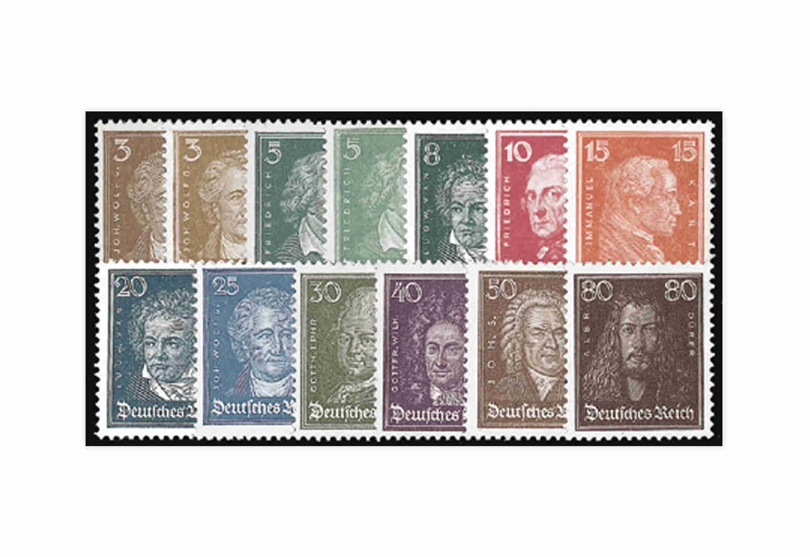 Briefmarken Deutsches Reich Köpfe berühmter Deutscher 1926 Michel-Nr. 385/397 postfrisch